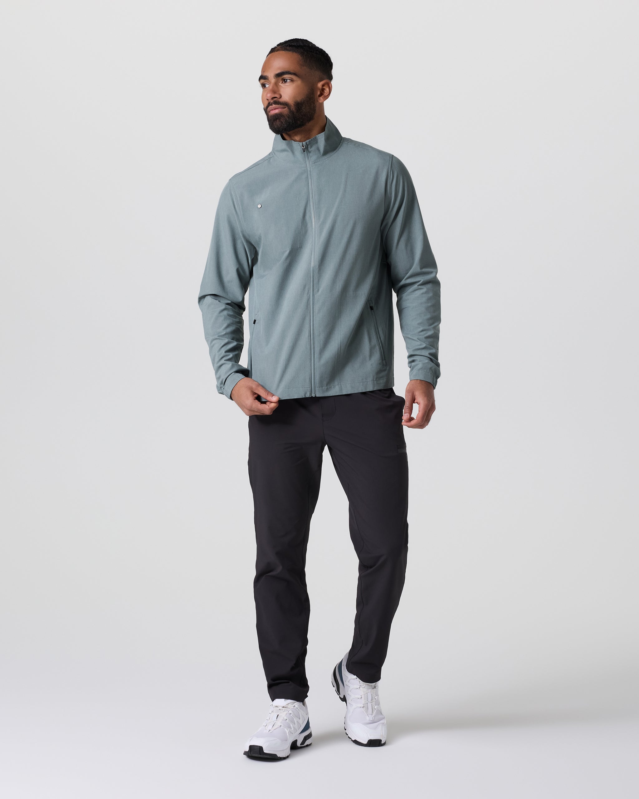 Venture Track Jacket | Dusty Blue Linen Texture - Image 4