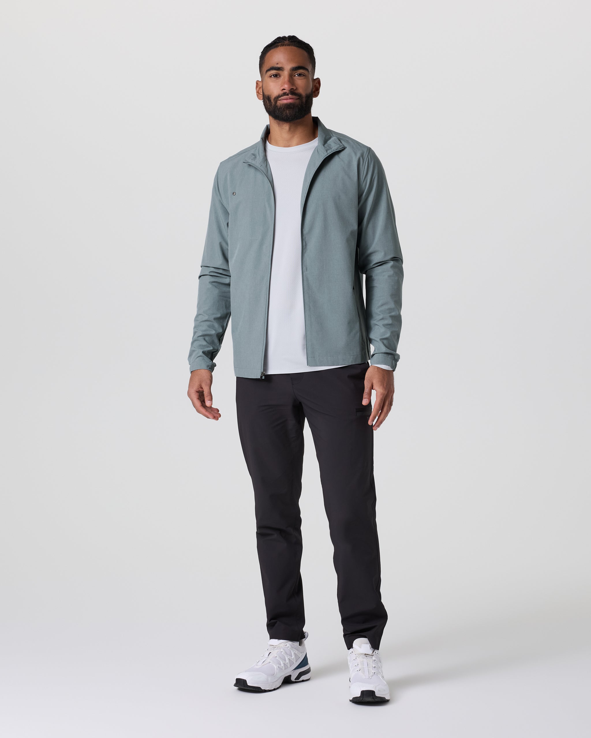 Venture Track Jacket | Dusty Blue Linen Texture - Image 3