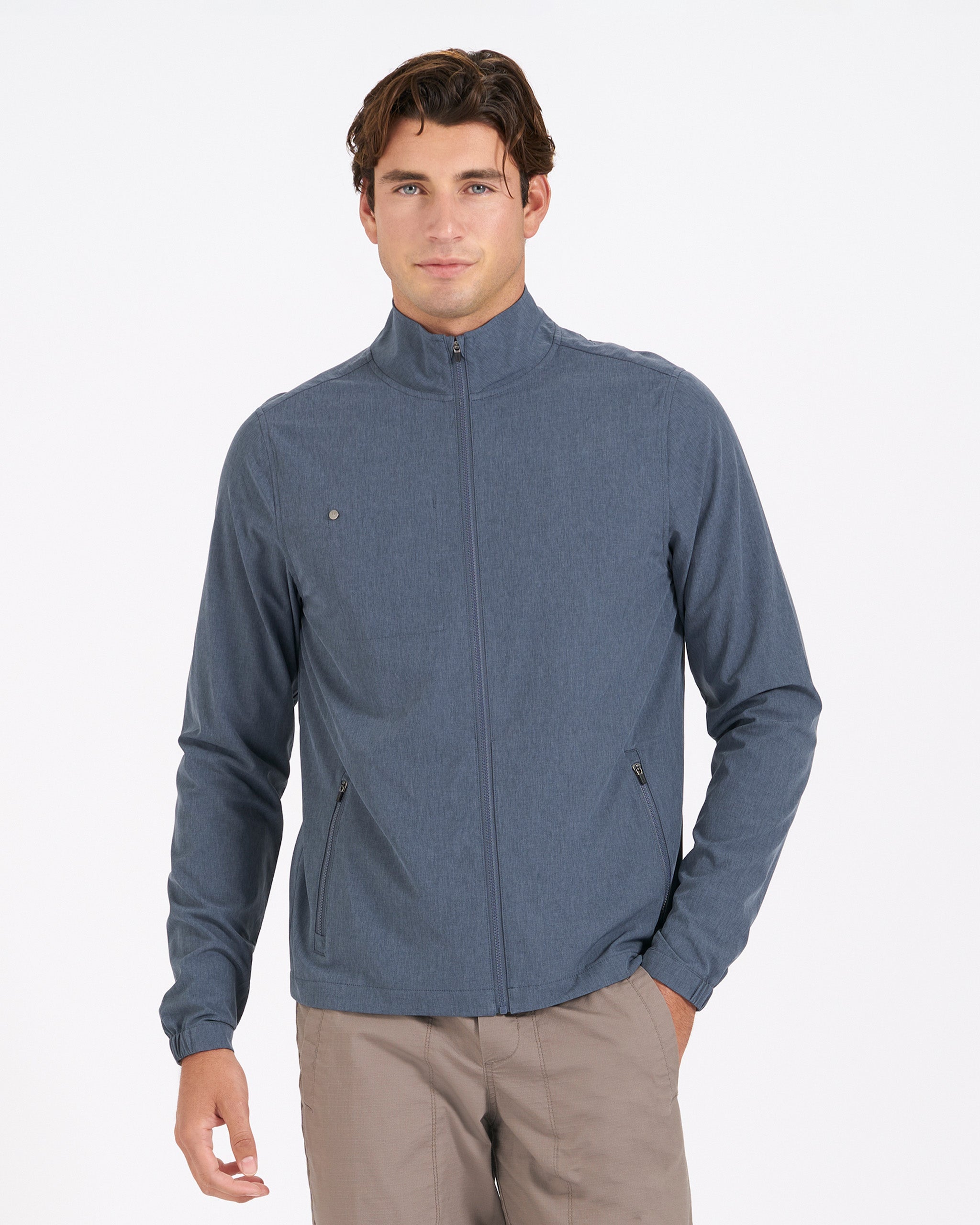Venture Track Jacket | Navy Linen Texture