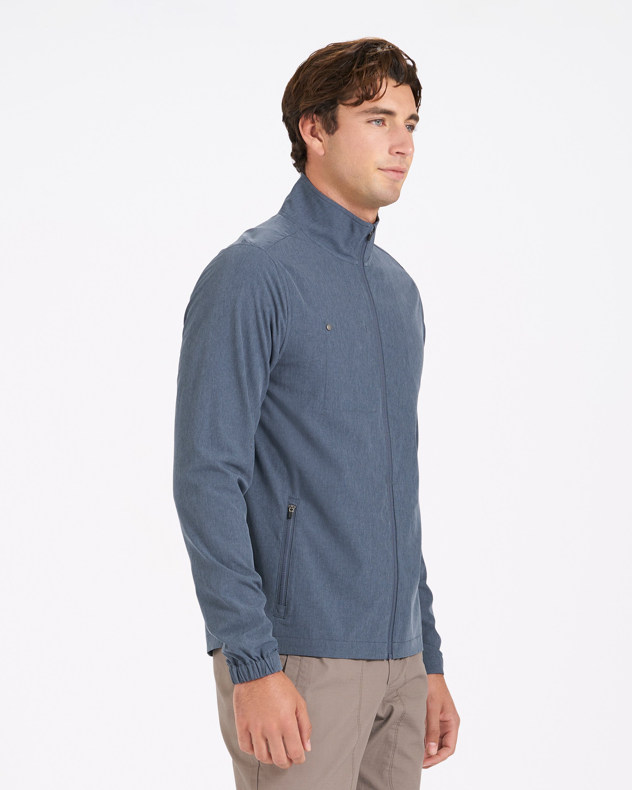Venture Track Jacket | Navy Linen Texture - Image 2