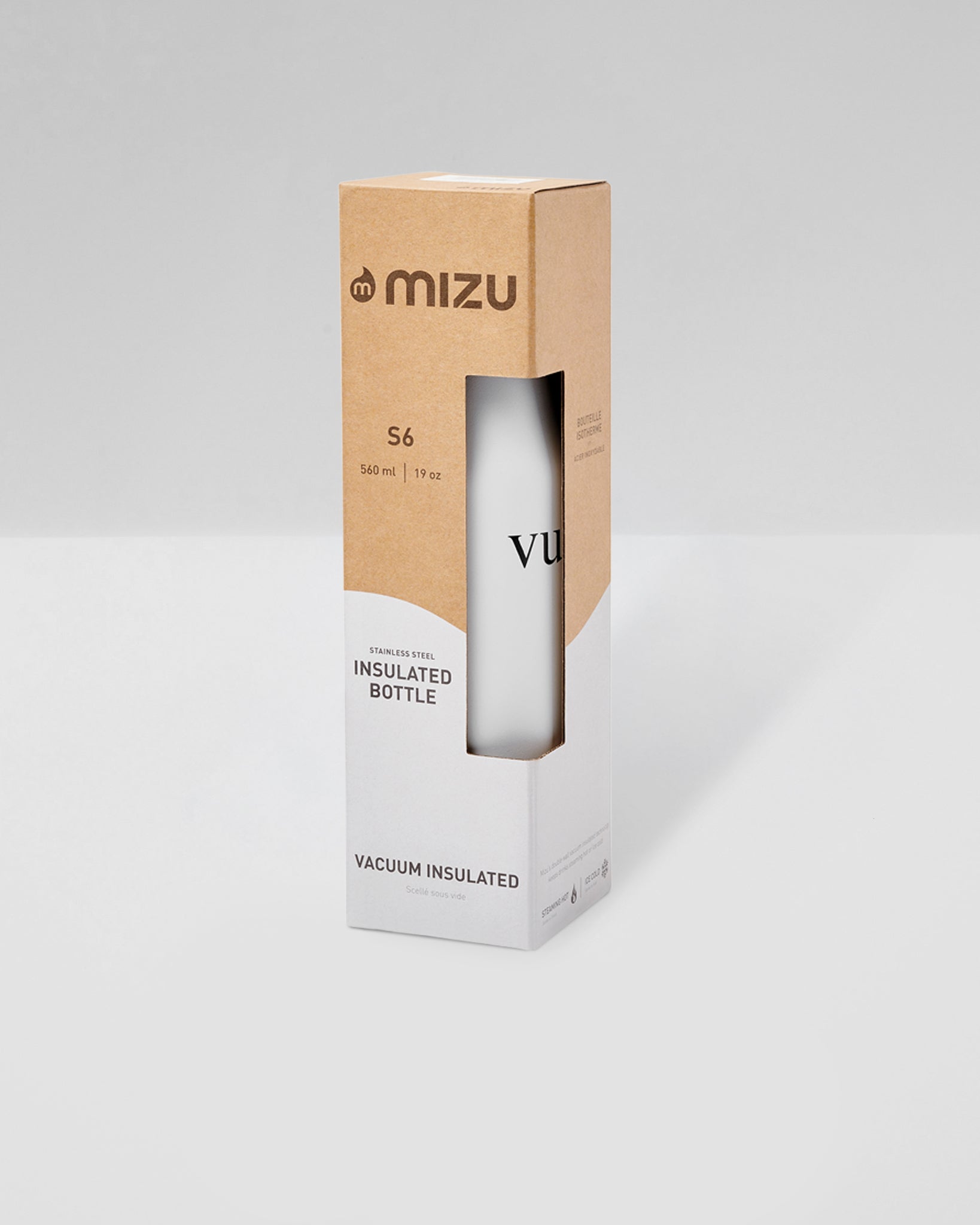 S6 Wordmark Mizu Water Bottle | White - Image 2