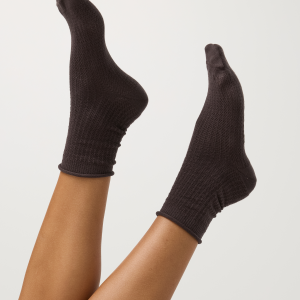 Quarter Crew Pointelle Sock | French Roast