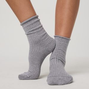 Quarter Crew Pointelle Sock | Light Heather Grey