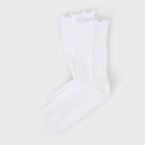 Half Crew Ruffle Sock | White