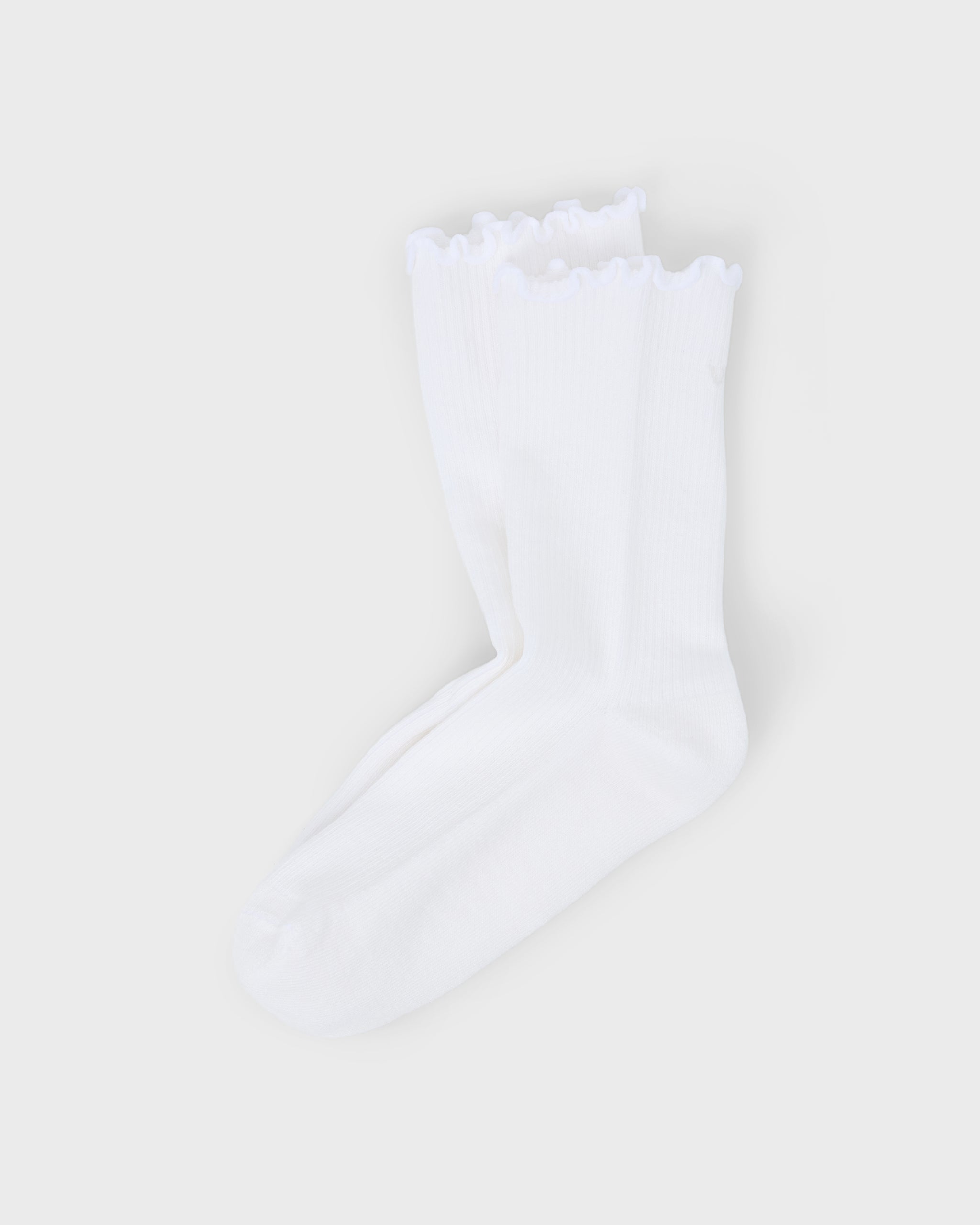 Half Crew Ruffle Sock | White