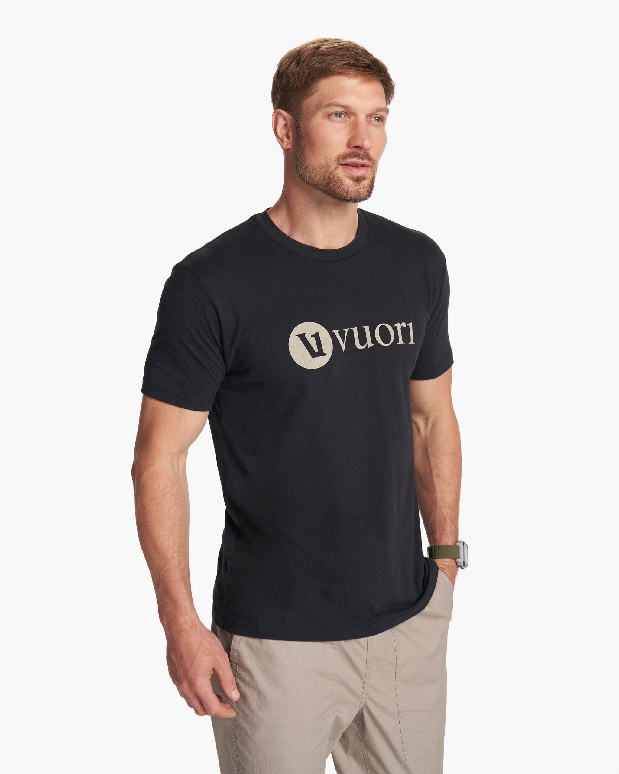 V1 Vuori Wordmark Logo Tee | Black/Teak - Image 3
