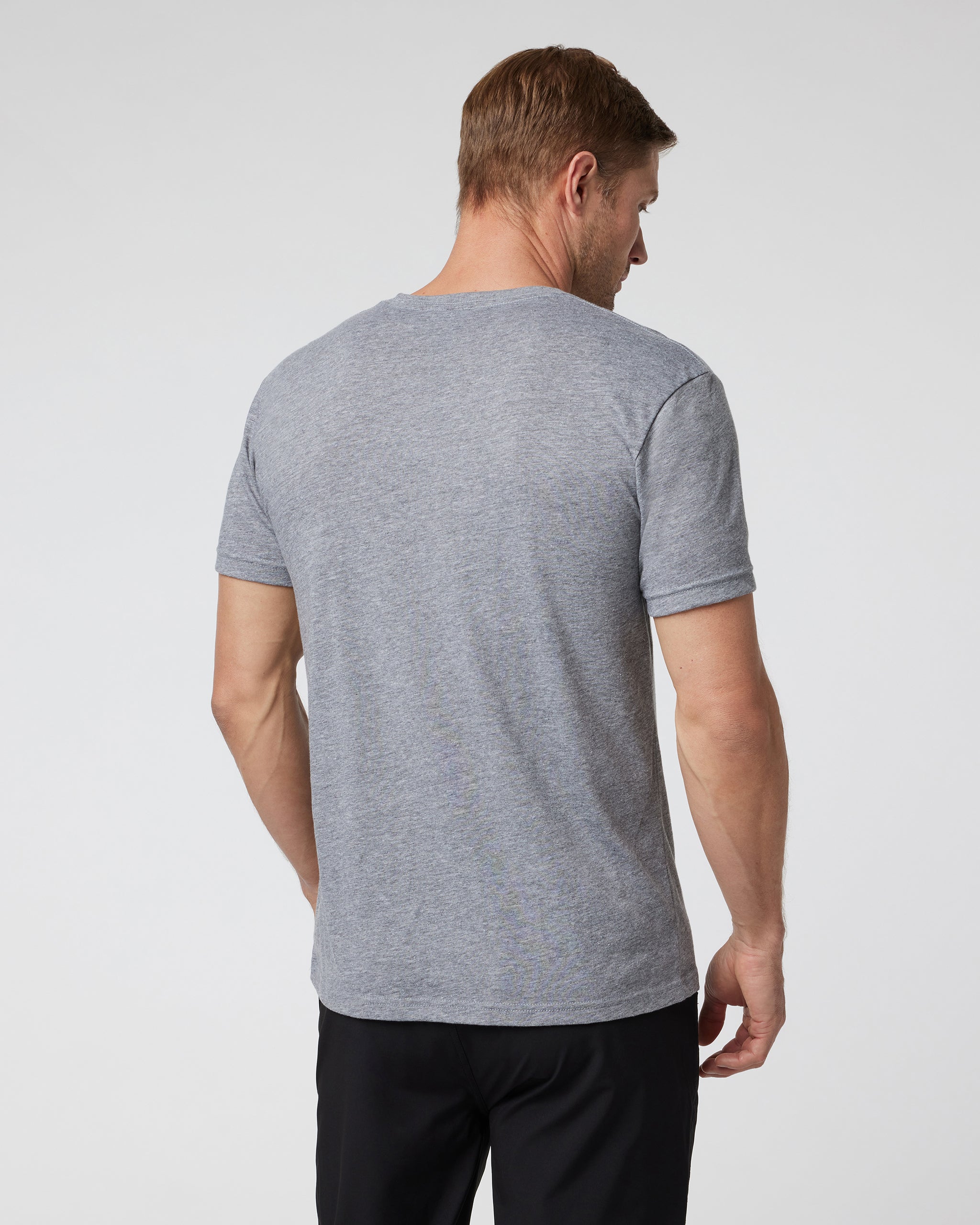V1 Vuori Wordmark Logo Tee | Heather Grey/Indigo - Image 2
