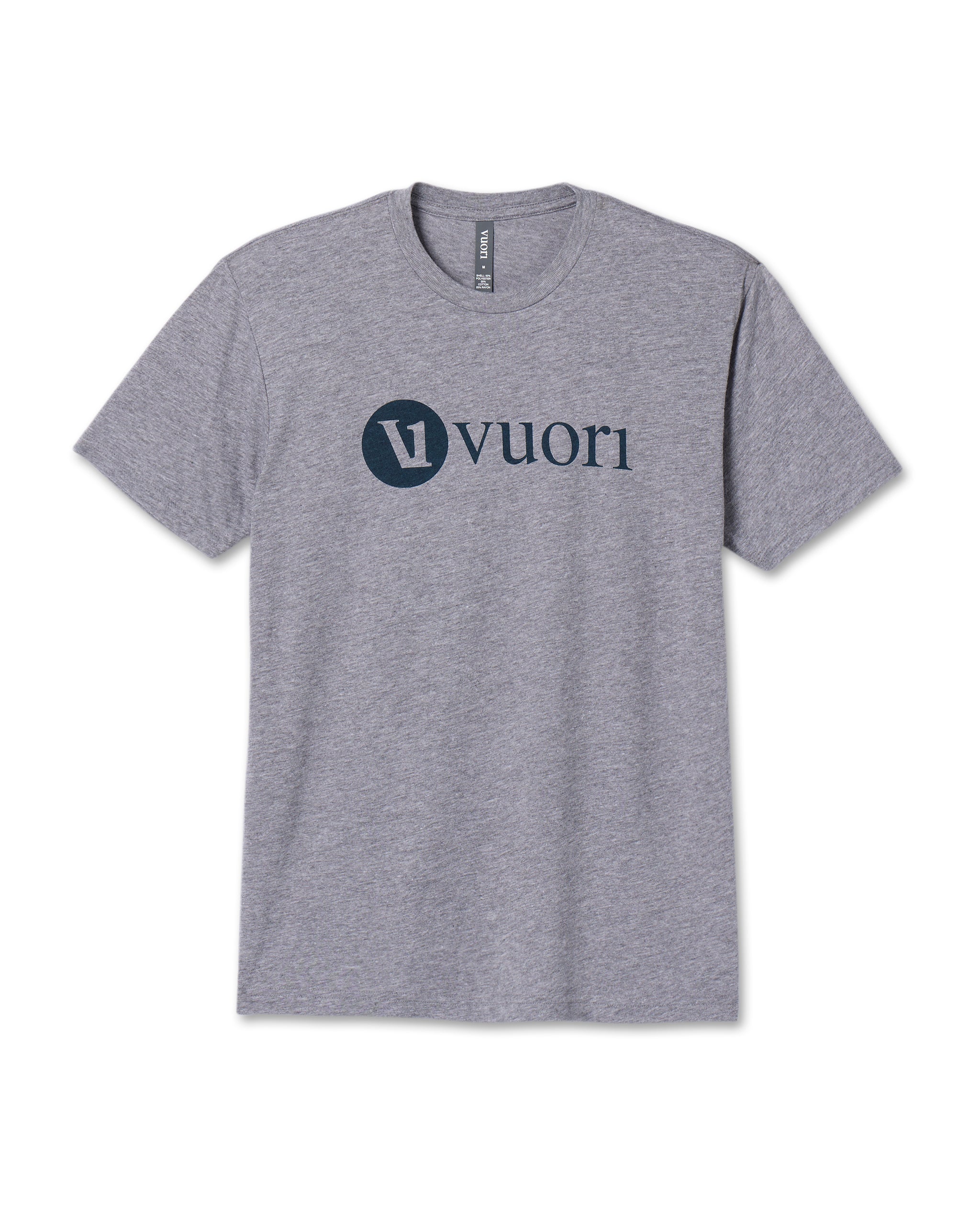 V1 Vuori Wordmark Logo Tee | Heather Grey/Indigo - Image 4