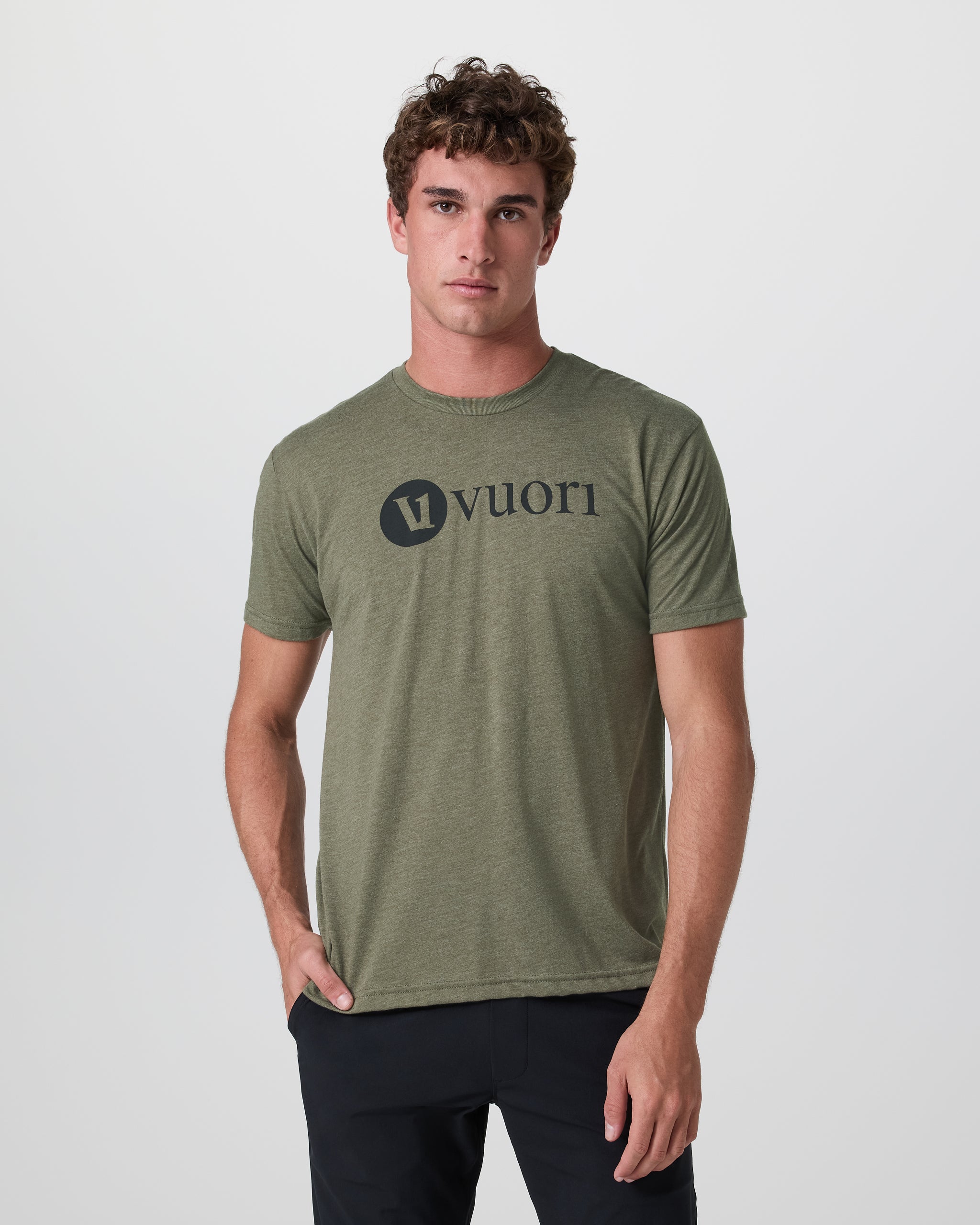 V1 Vuori Wordmark Logo Tee | Moss Green Heather