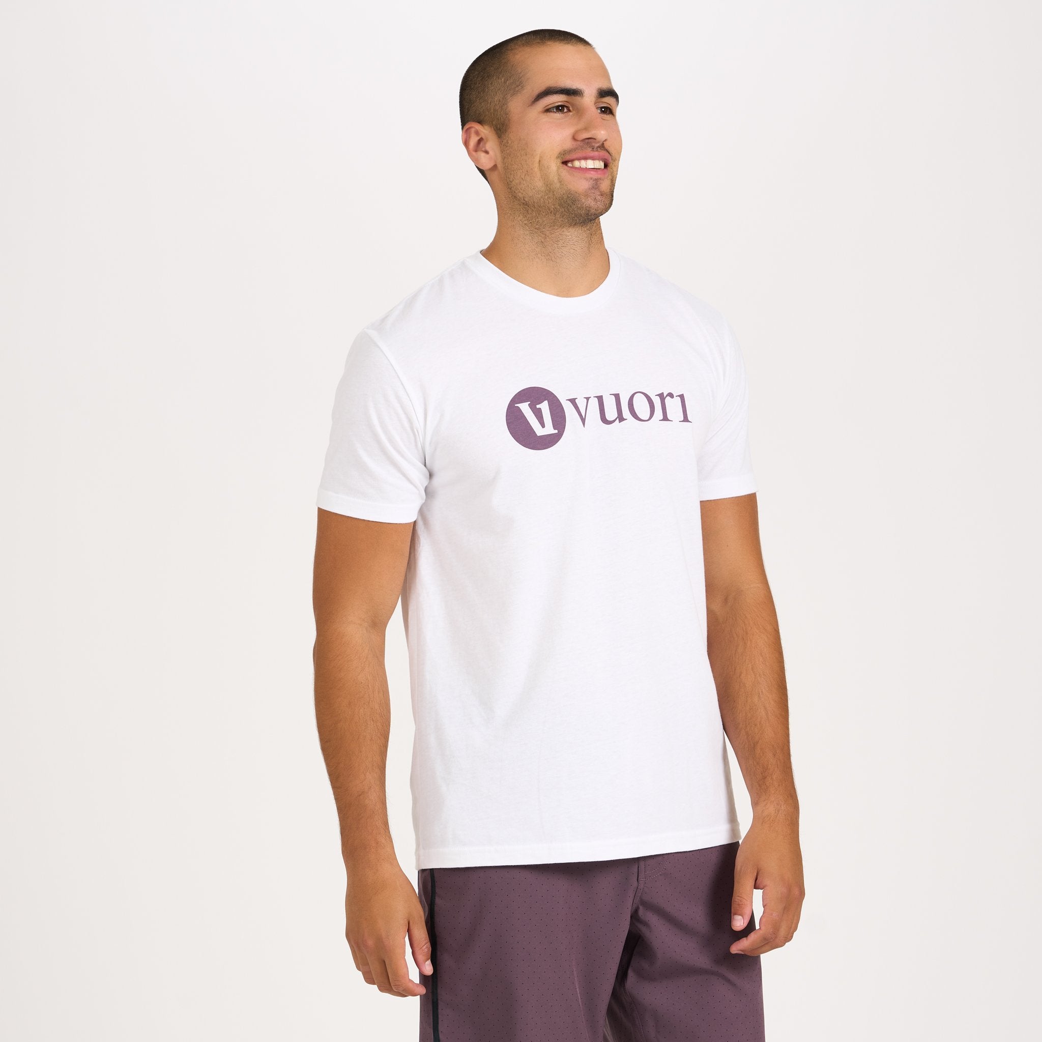 V1 Vuori Wordmark Logo Tee | White / Smoked Plum