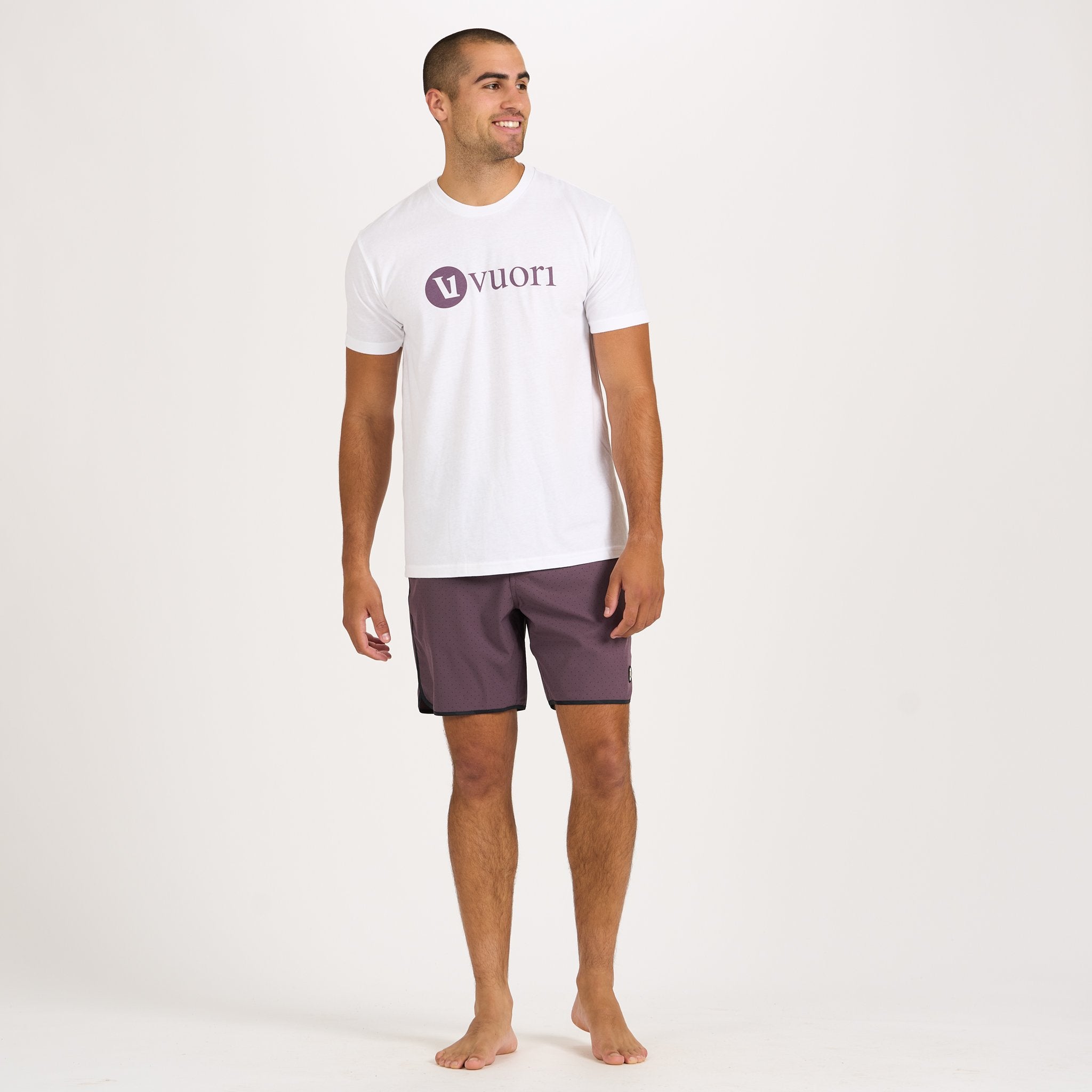 V1 Vuori Wordmark Logo Tee | White / Smoked Plum - Image 3