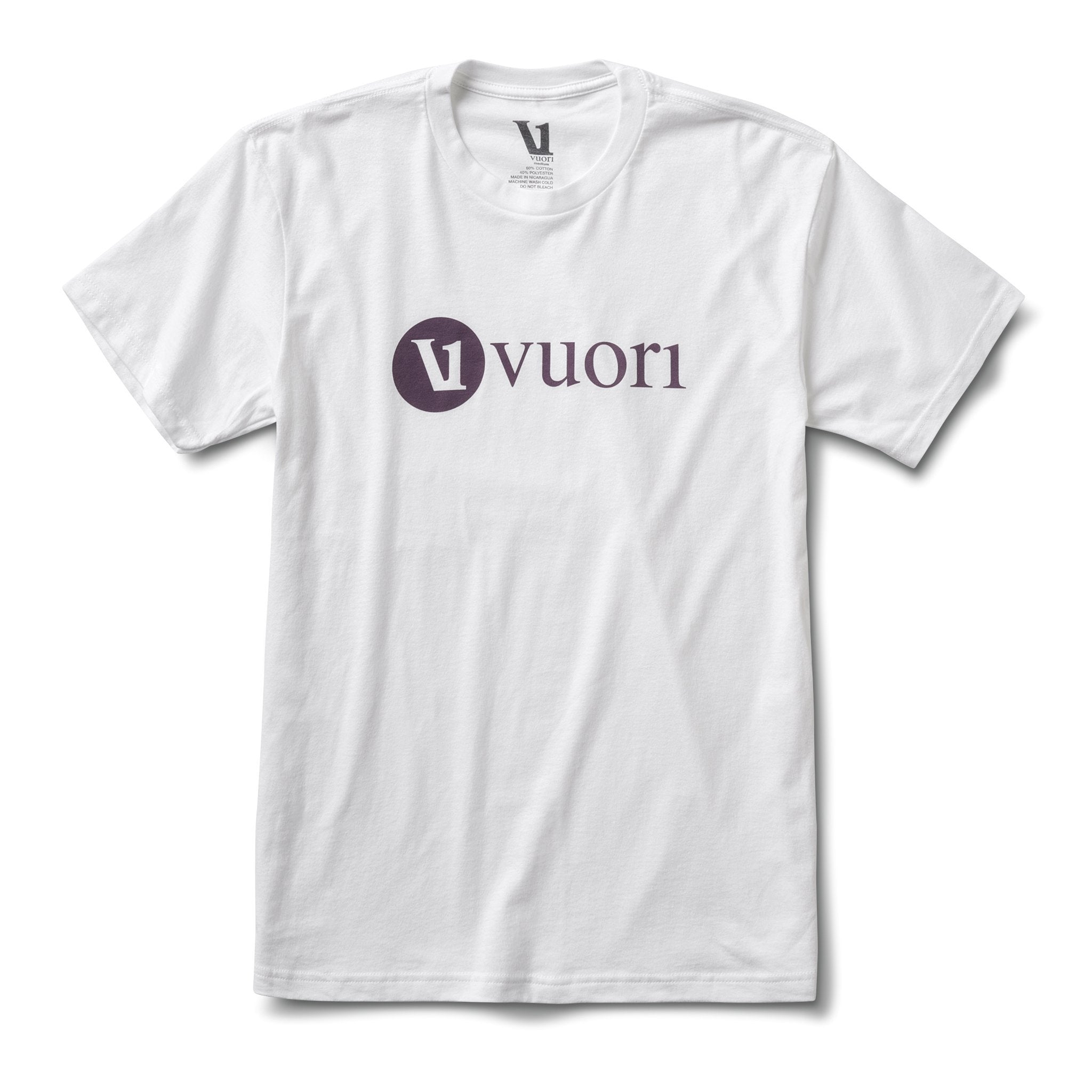 V1 Vuori Wordmark Logo Tee | White / Smoked Plum - Image 4