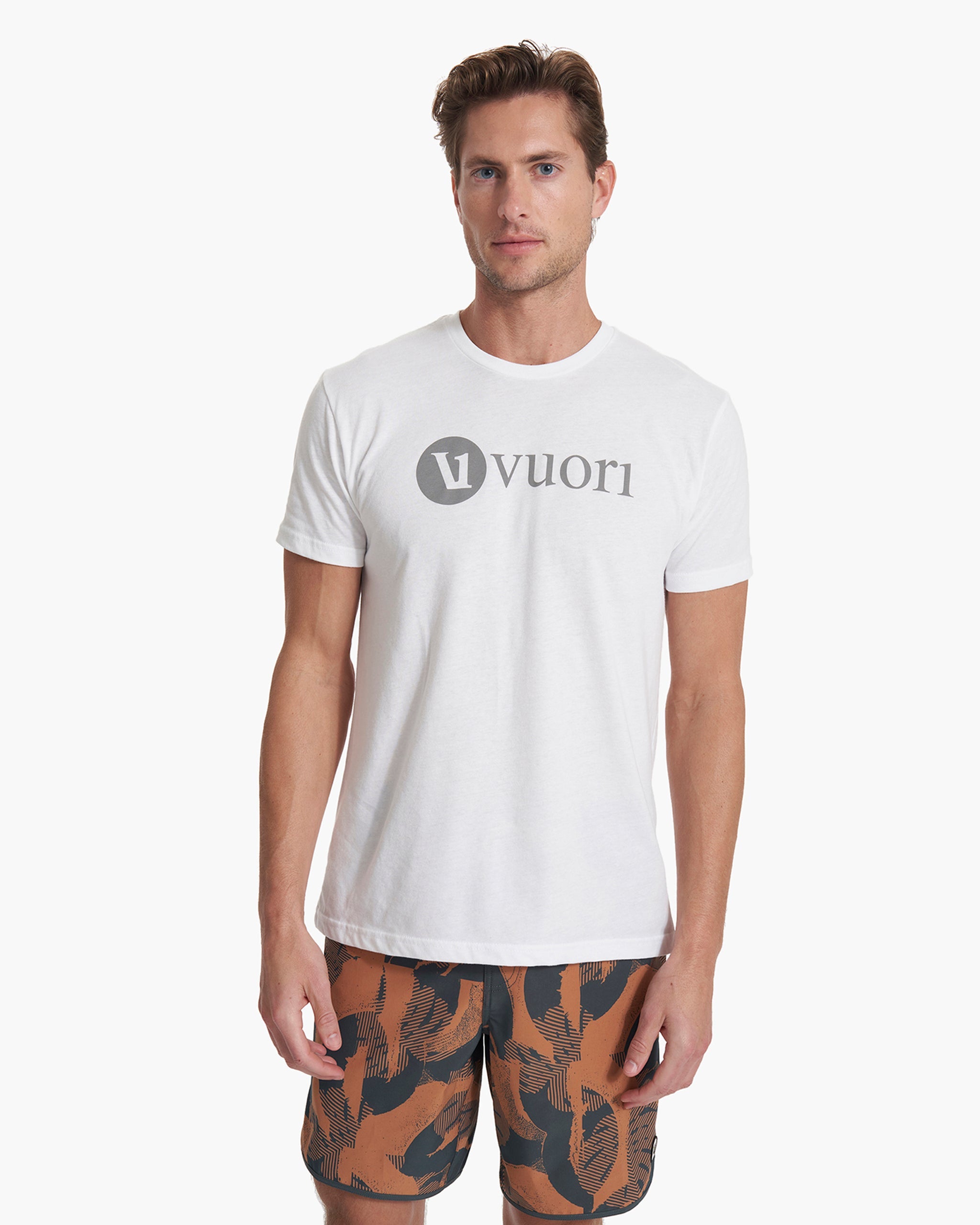 V1 Vuori Wordmark Logo Tee | White/Vintage Charcoal