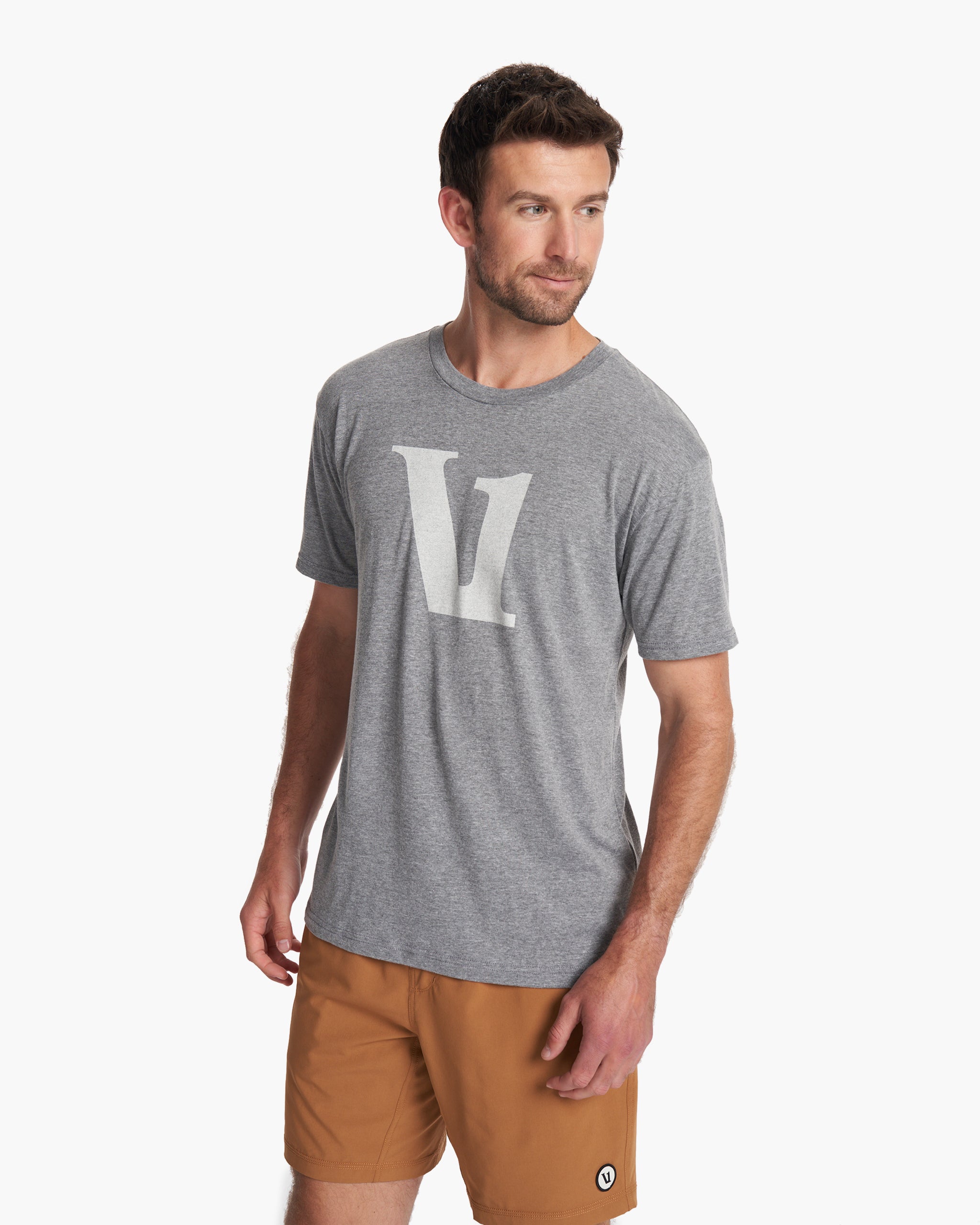 V1 Logo Tee | Premium Heather/White