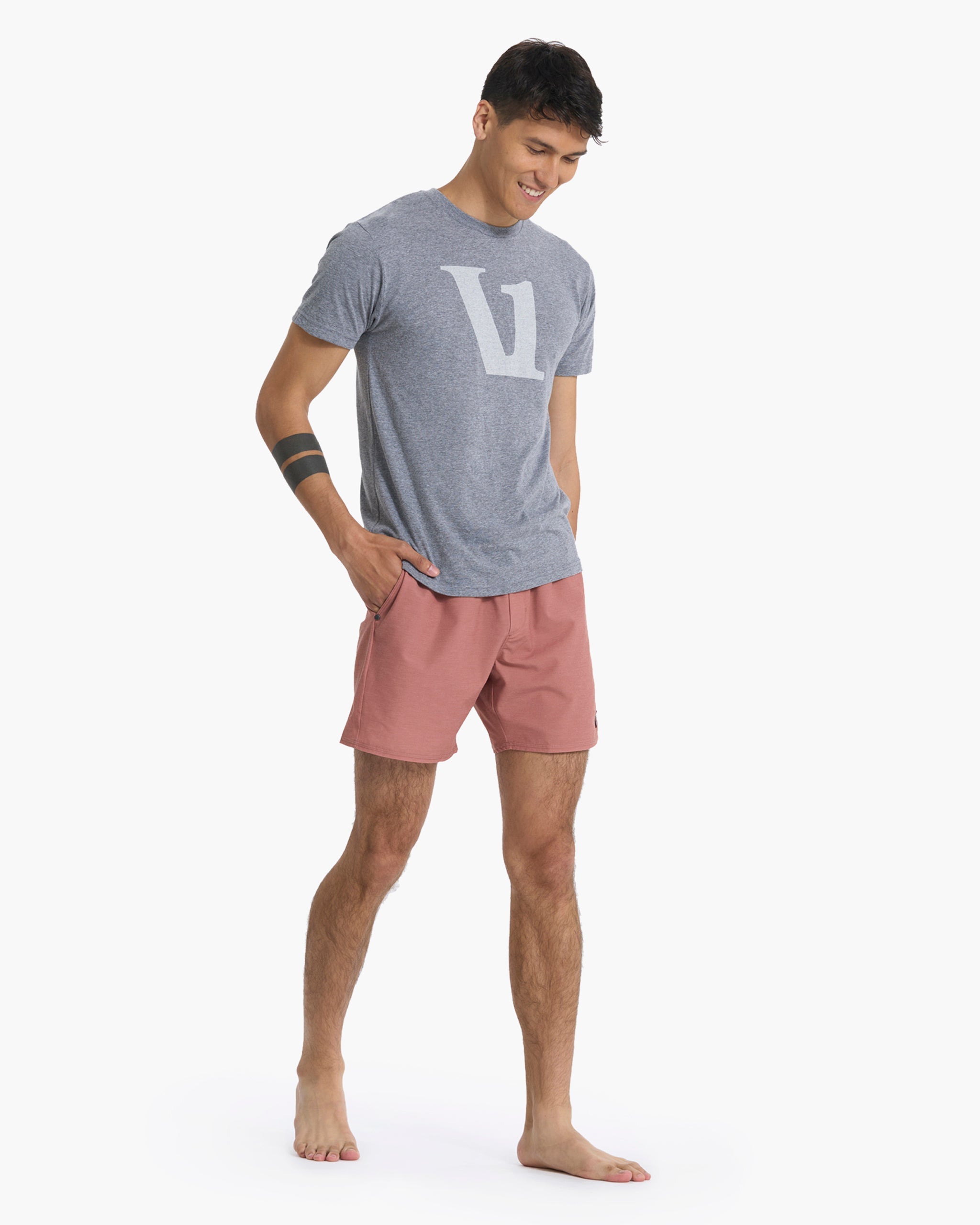 V1 Logo Tee | Heather Grey / Salt - Image 3