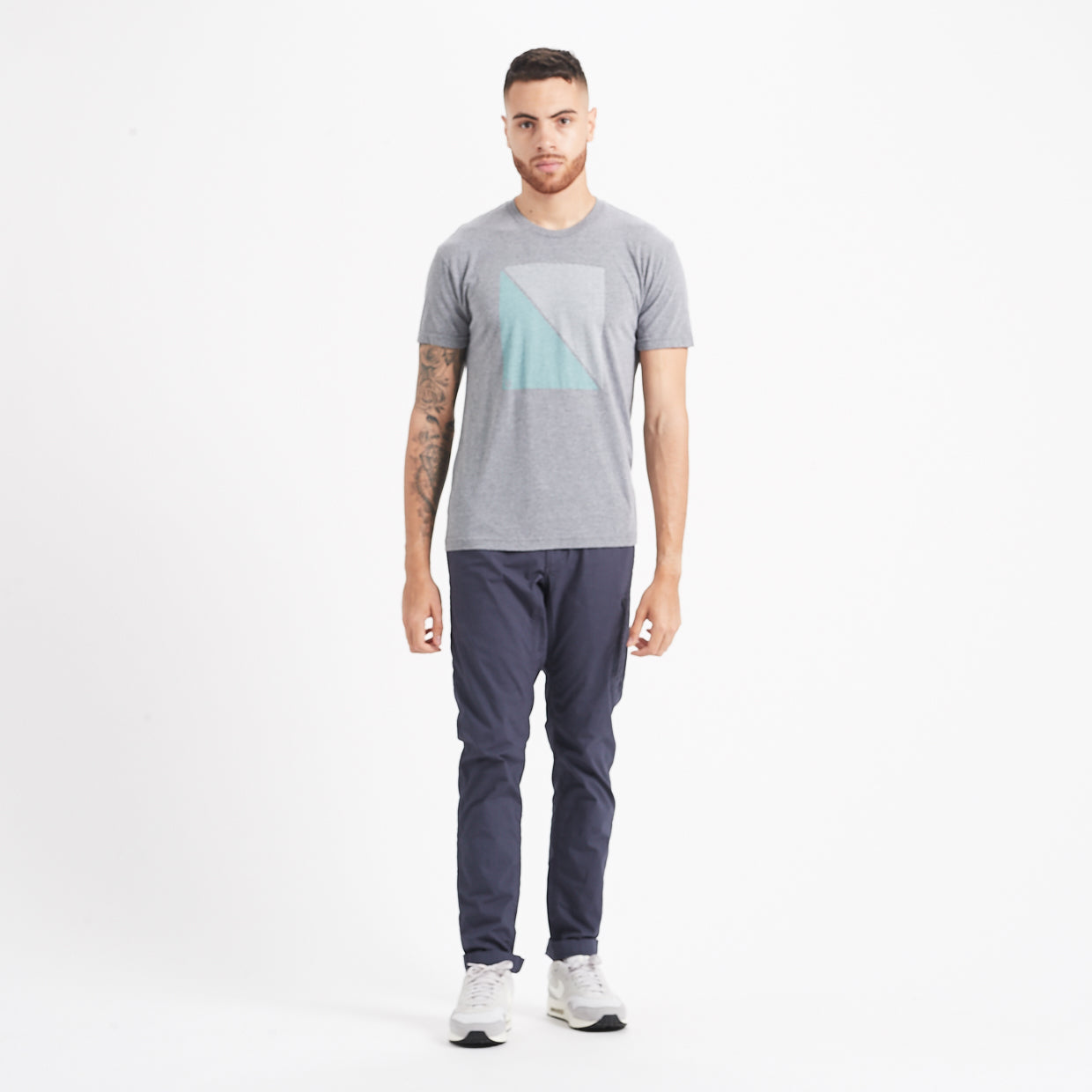 Diagonal Waves Tee | Heather Grey - Image 2