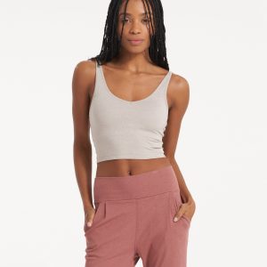 Halo Performance Crop | Oyster Heather
