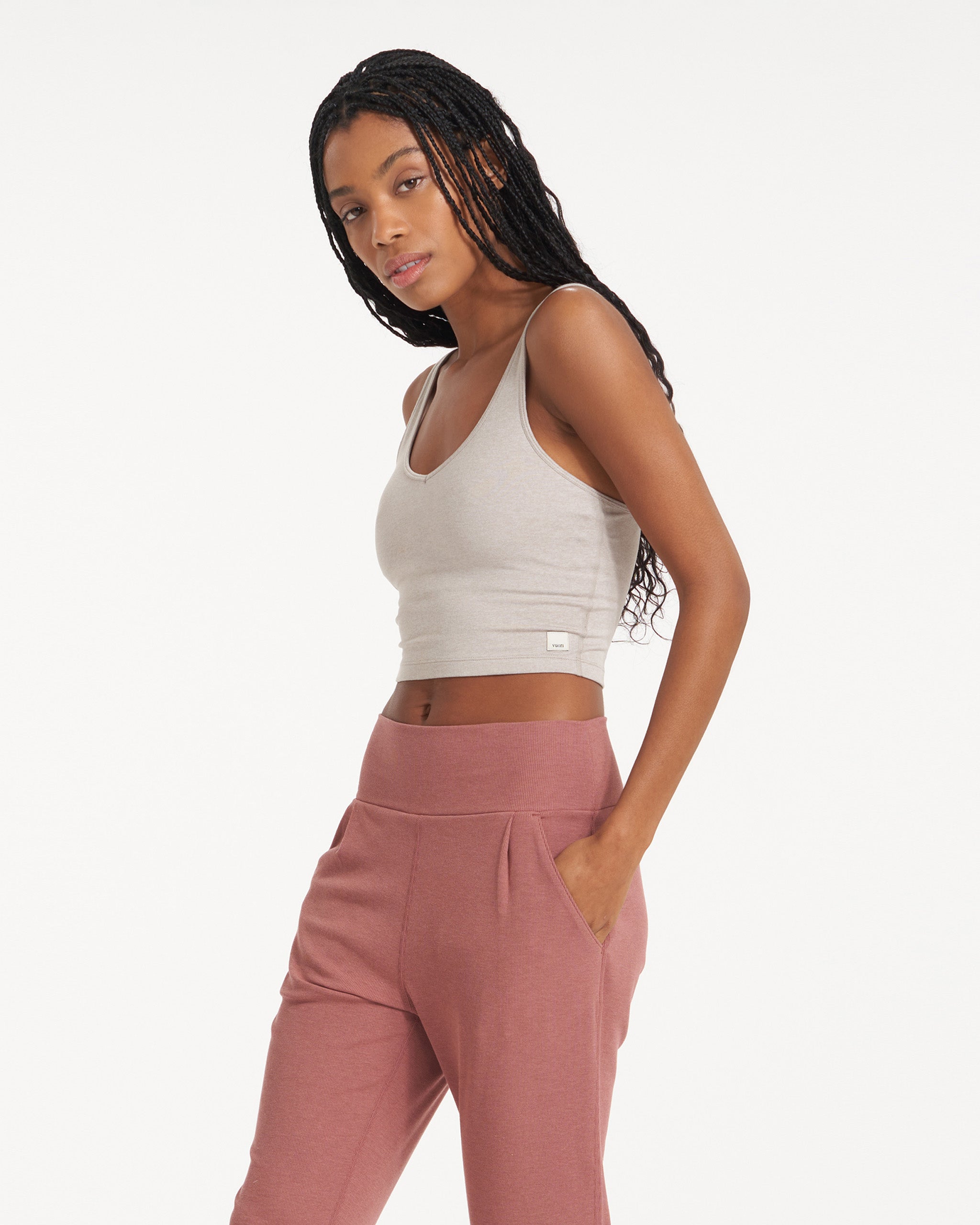 Halo Performance Crop | Oyster Heather - Image 2