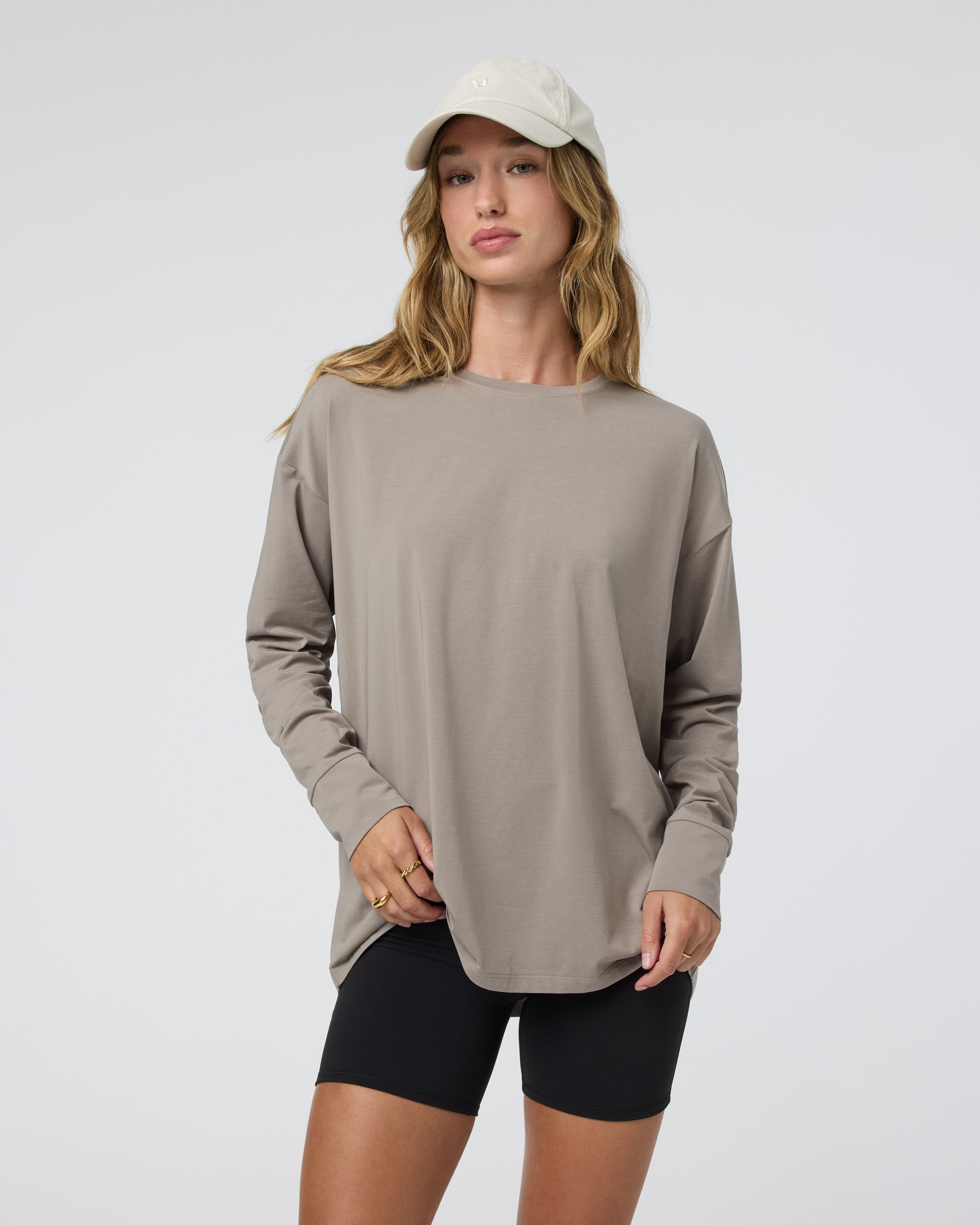 Long-Sleeve Feather Tee | Cobblestone - Image 2