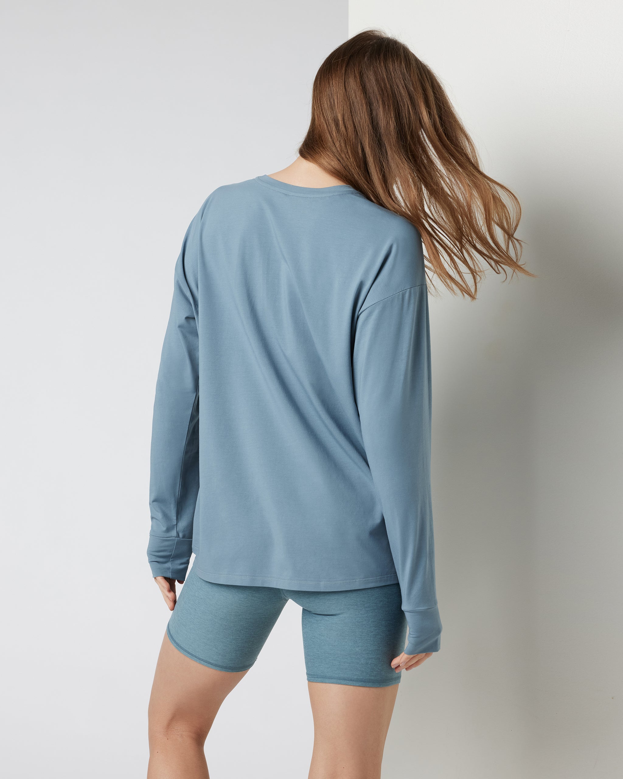 Long-Sleeve Feather Tee | Smoke Blue - Image 3
