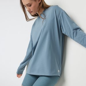 Long-Sleeve Feather Tee | Smoke Blue