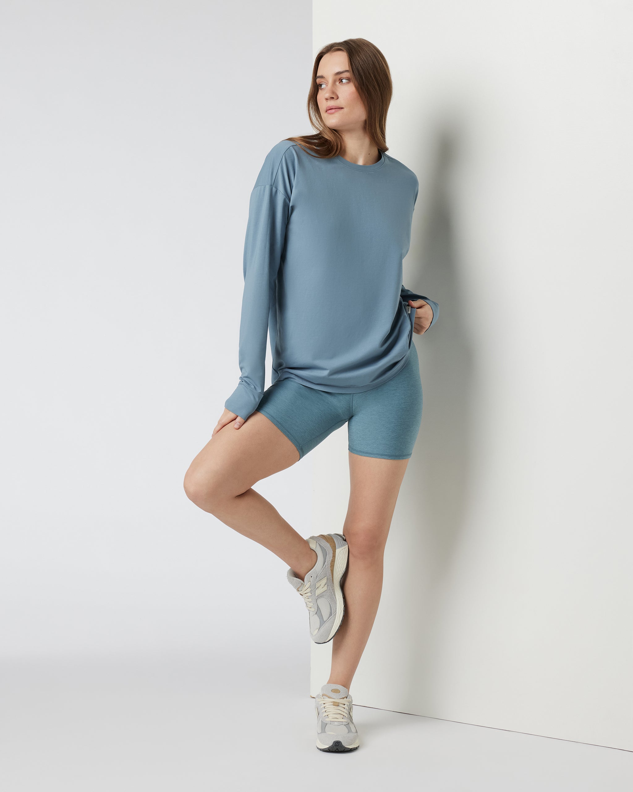 Long-Sleeve Feather Tee | Smoke Blue - Image 2