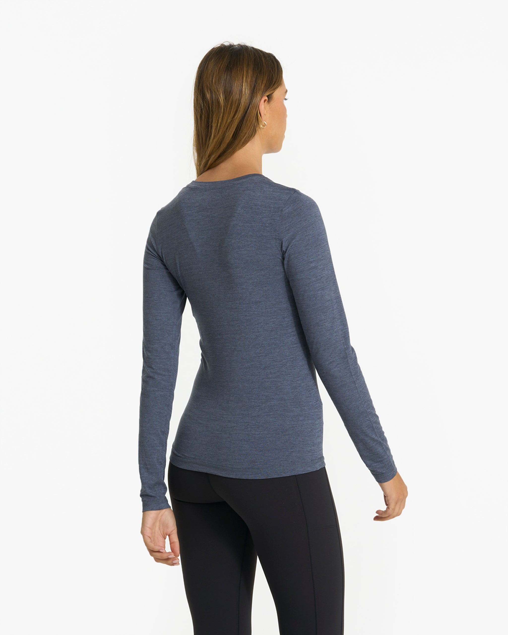 Long-Sleeve Lux Crew | Azure Heather - Image 6