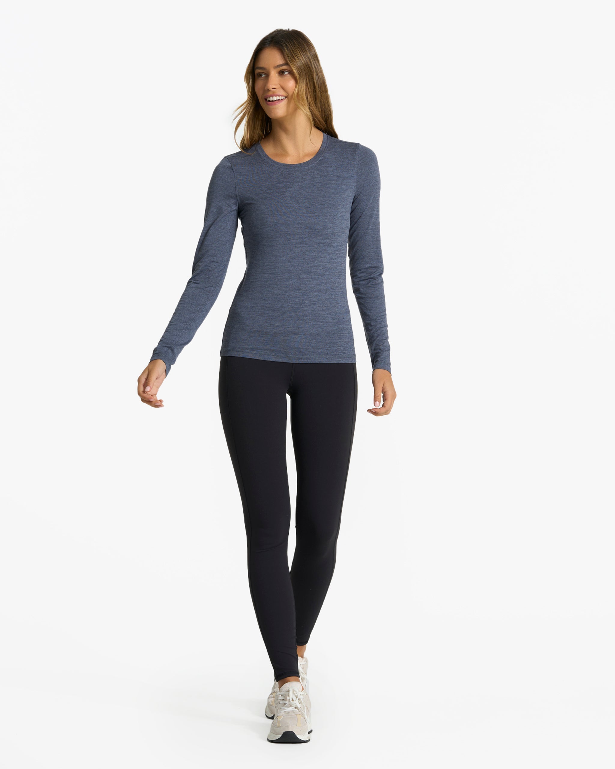Long-Sleeve Lux Crew | Azure Heather - Image 4