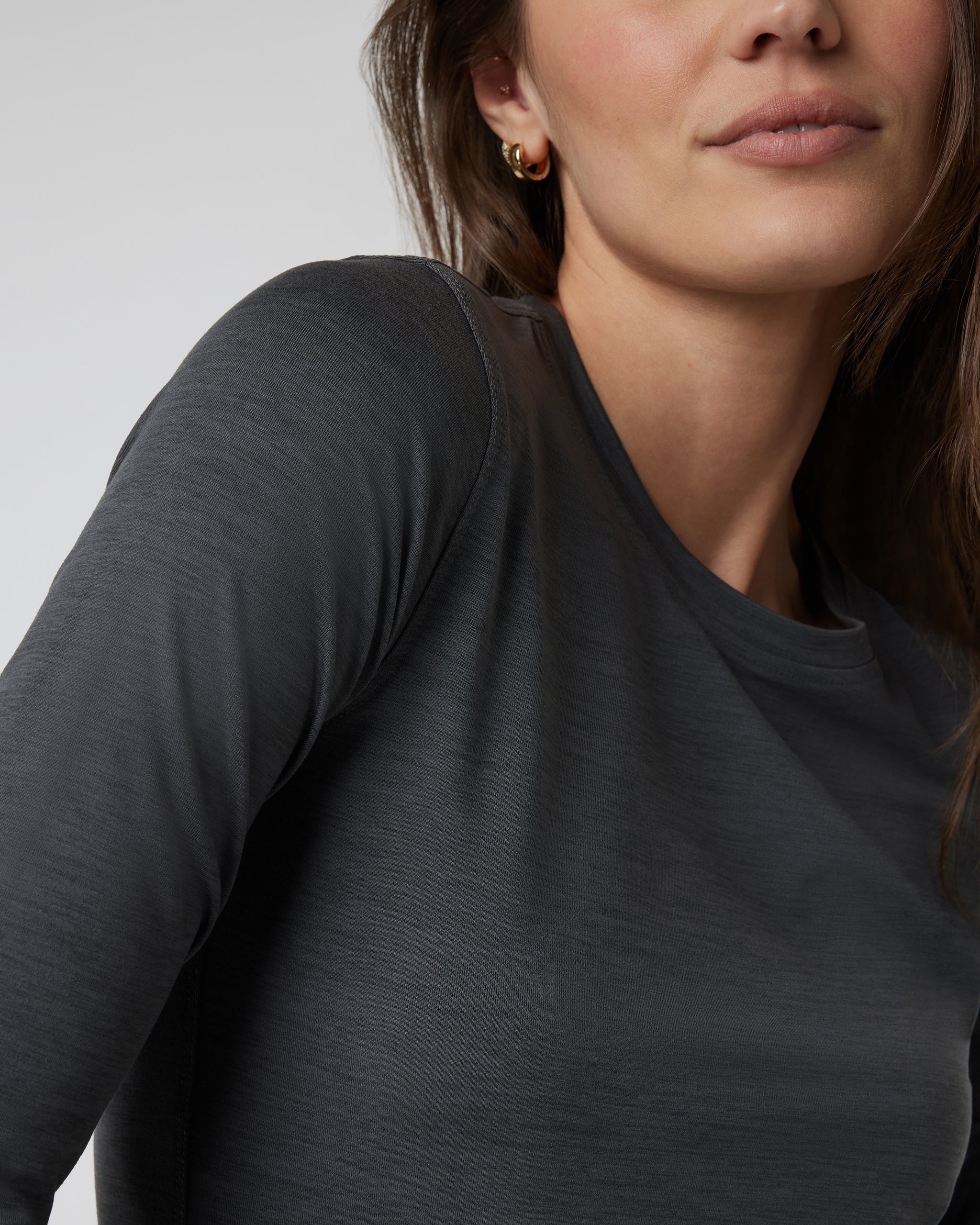 Long Sleeve Lux Crew | Dark Pewter Heather - Image 4