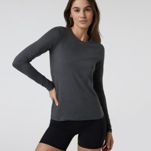 Long Sleeve Lux Crew | Dark Pewter Heather