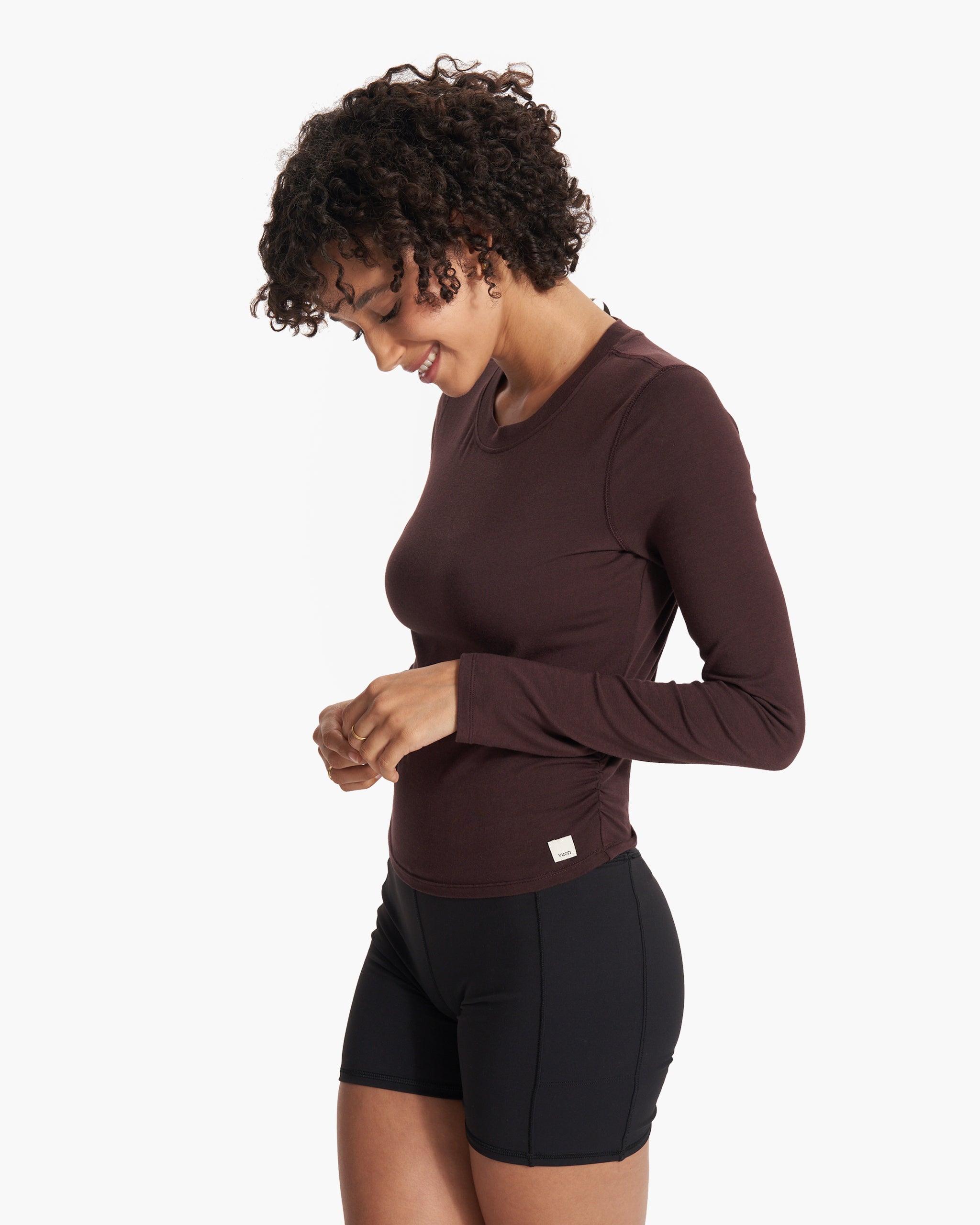 Long-Sleeve Coast Crop Crew | Mahogany - Image 2
