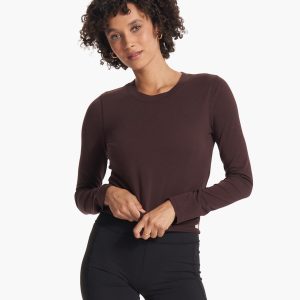 Long-Sleeve Coast Crop Crew | Mahogany