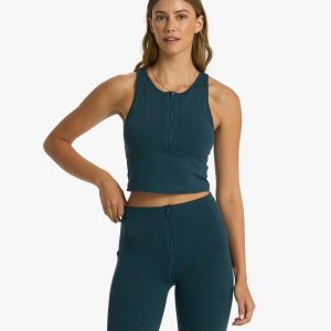 Granite Heathered Zip Tank | Beryl Heather