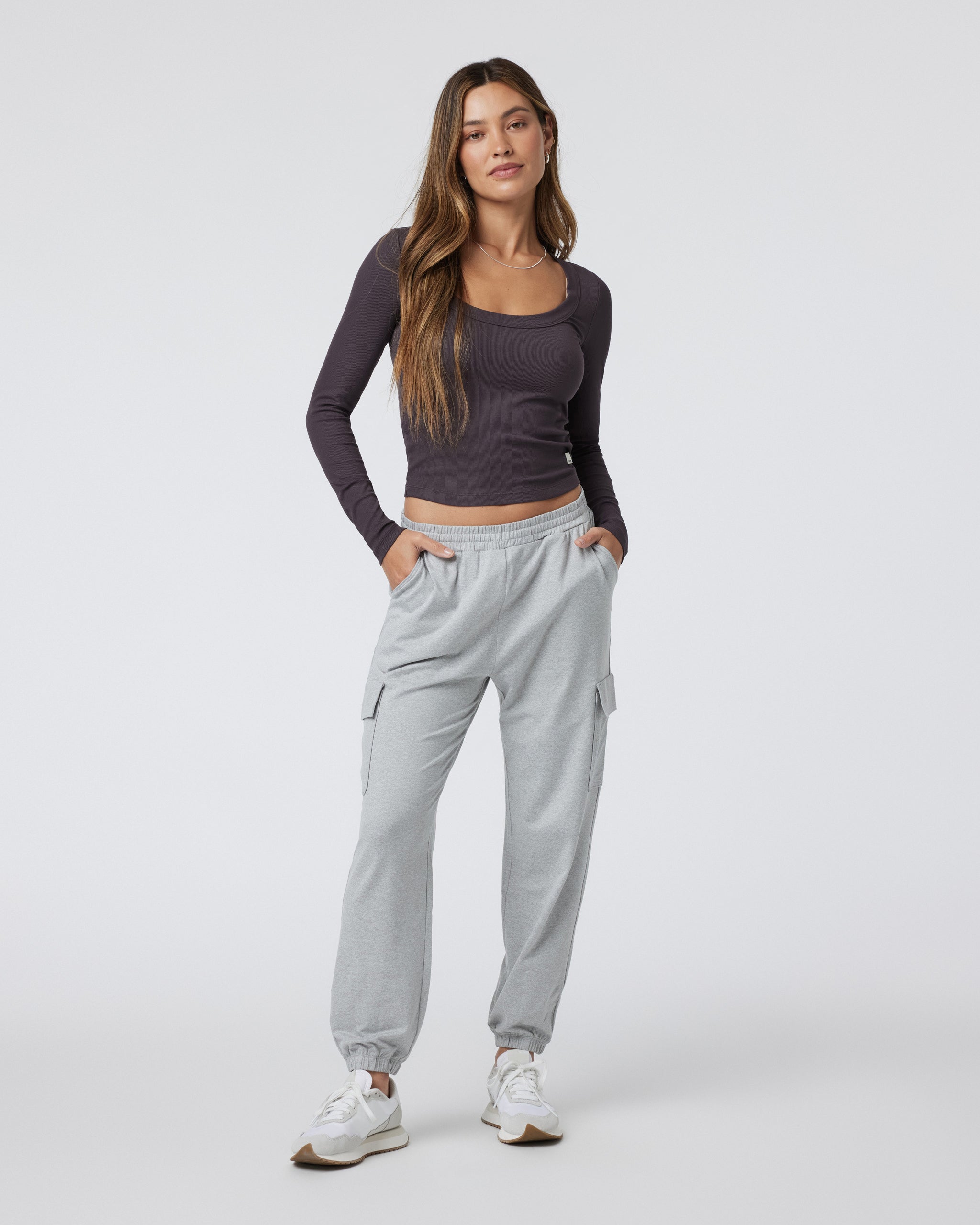 Long Sleeve Pose Scoop Tee | Sangria - Image 2