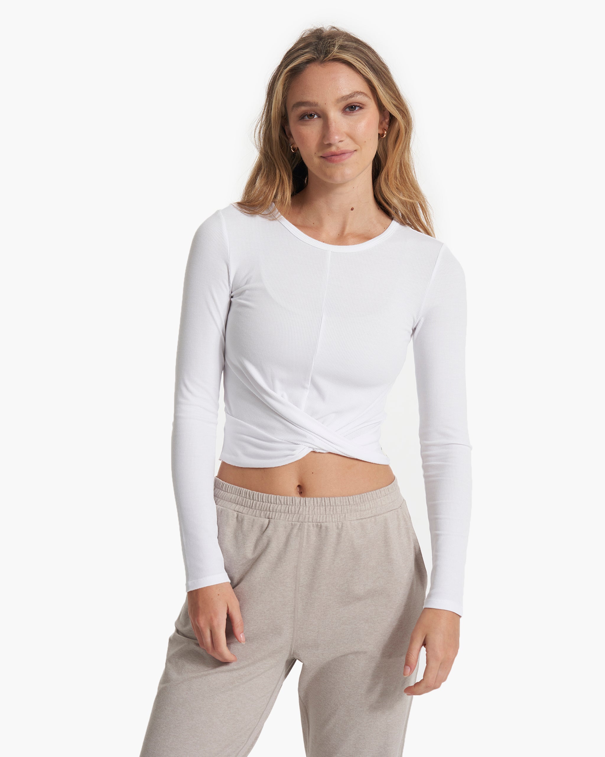 Long Sleeve Cove Twist Tee | White