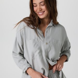 Trestles Twill Button Up | Talc