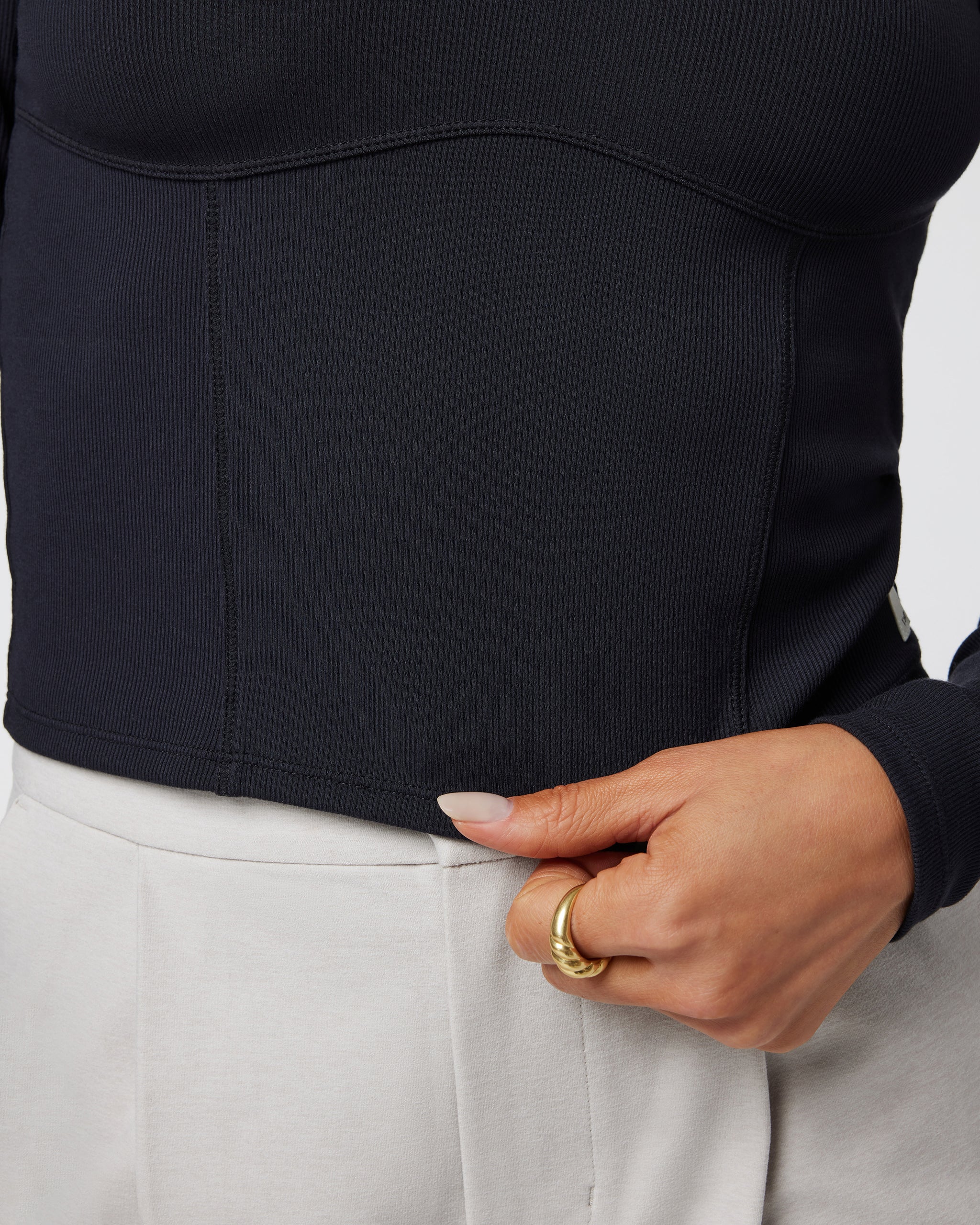 Long Sleeve Pose Corset Top | Black - Image 4