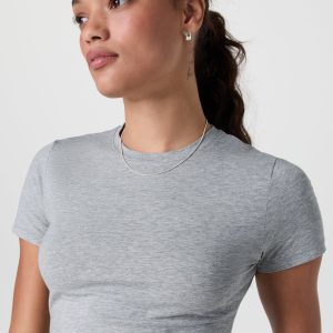 Feather Baby Tee | Light Heather Grey