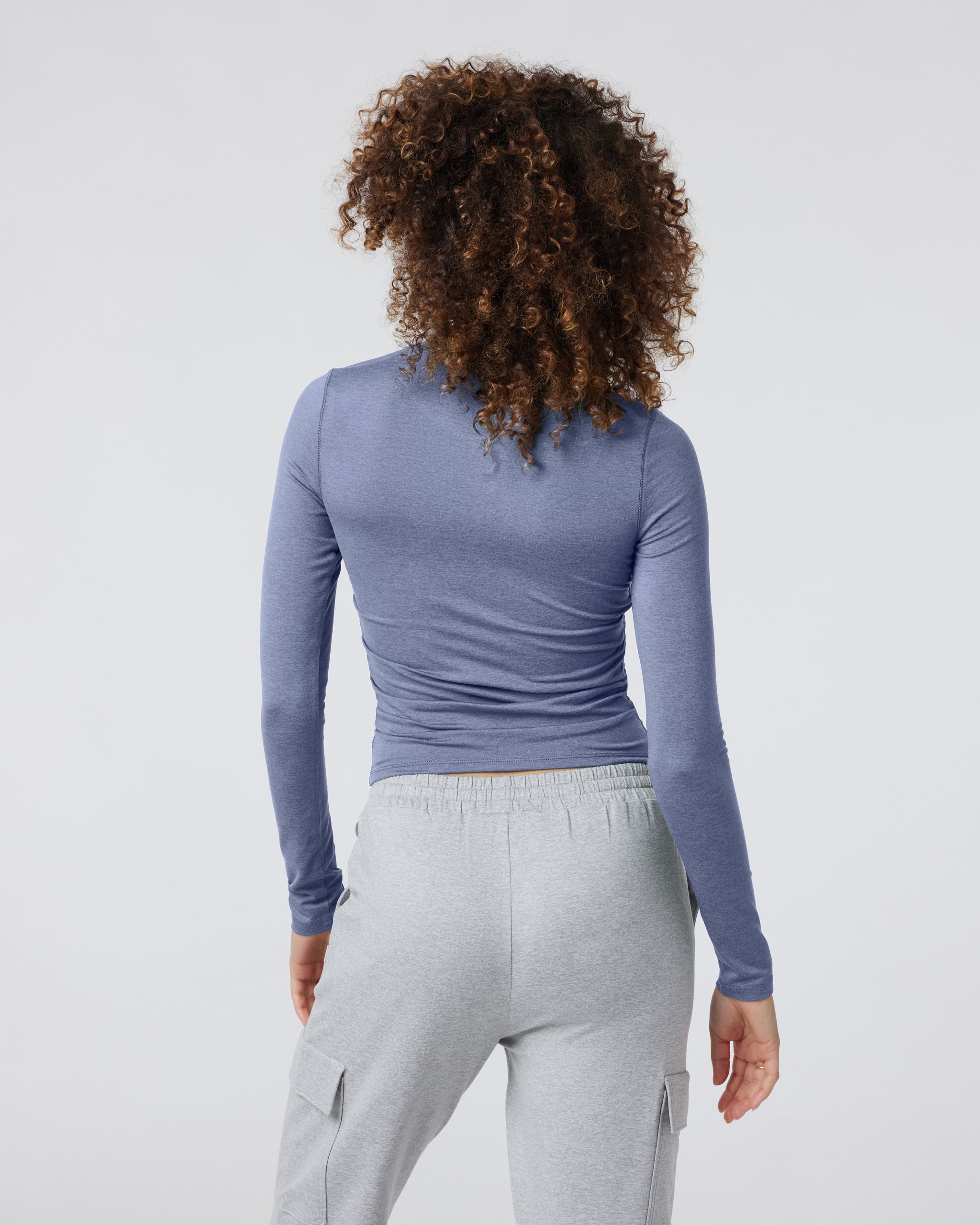 Long Sleeve Halo Ruched Tee | Blue Heron Heather - Image 3