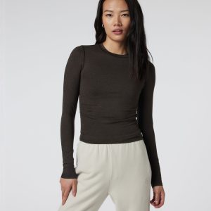Long Sleeve Halo Ruched Tee | Dark Java Heather