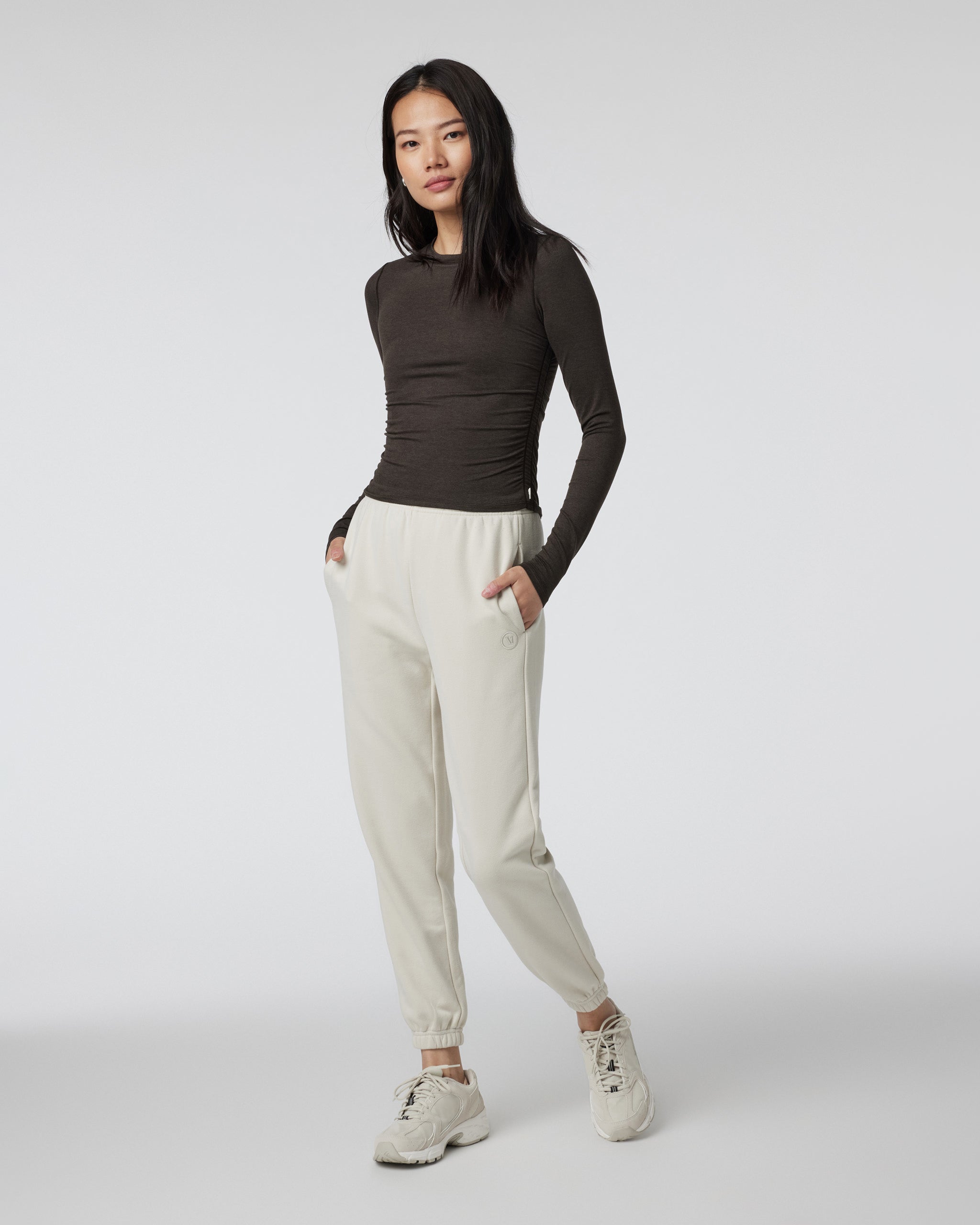 Long Sleeve Halo Ruched Tee | Dark Java Heather - Image 2