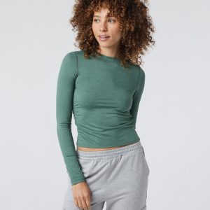 Long Sleeve Halo Ruched Tee | Sea Pine Heather