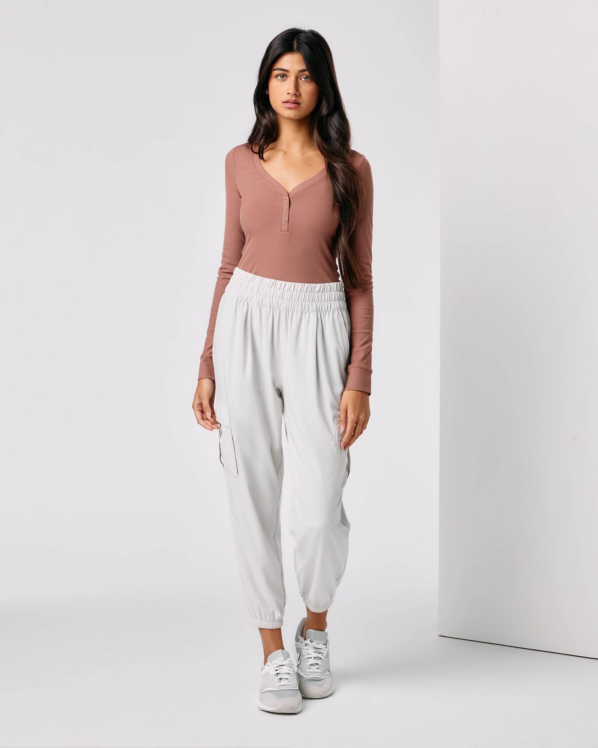 Long Sleeve Pose Henley | Terracotta - Image 2