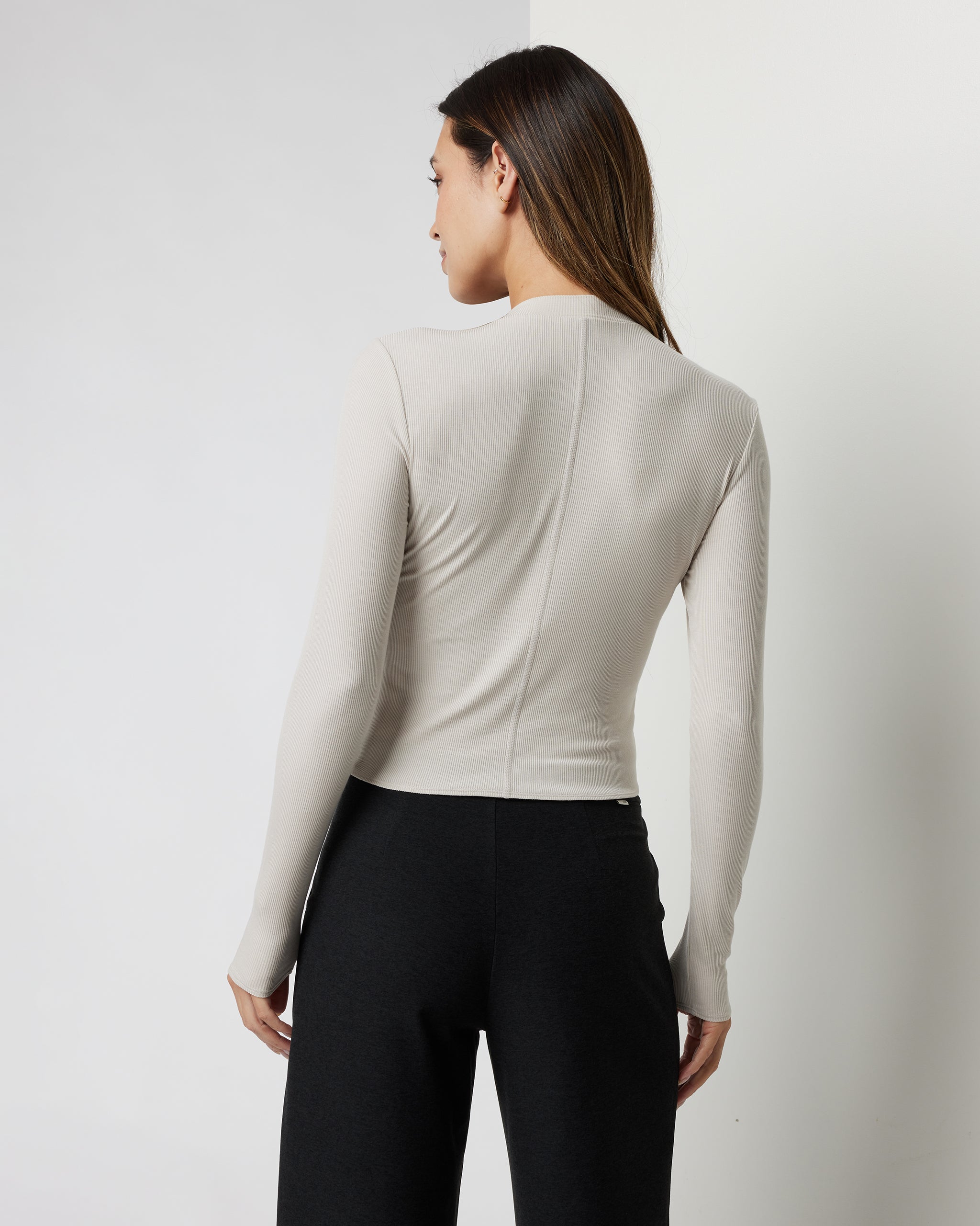 Long Sleeve Cove Mock Neck Top | Ecru - Image 3