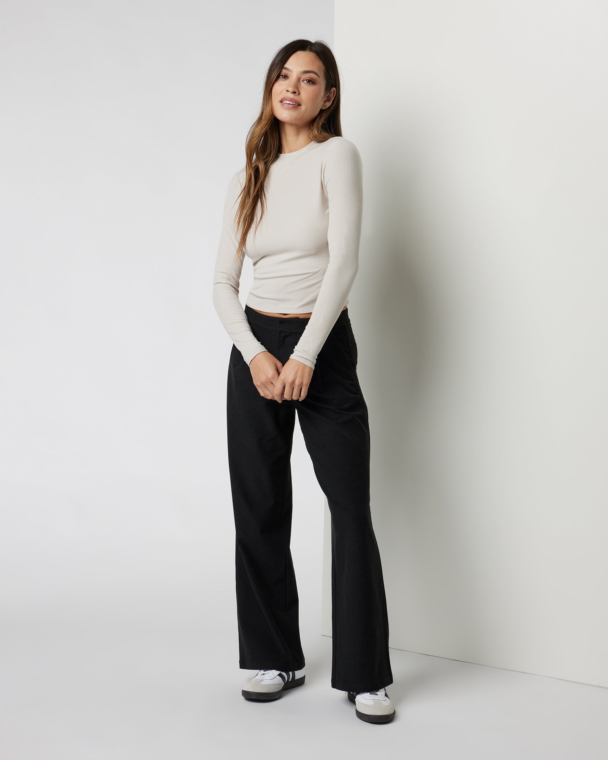 Long Sleeve Cove Mock Neck Top | Ecru - Image 2