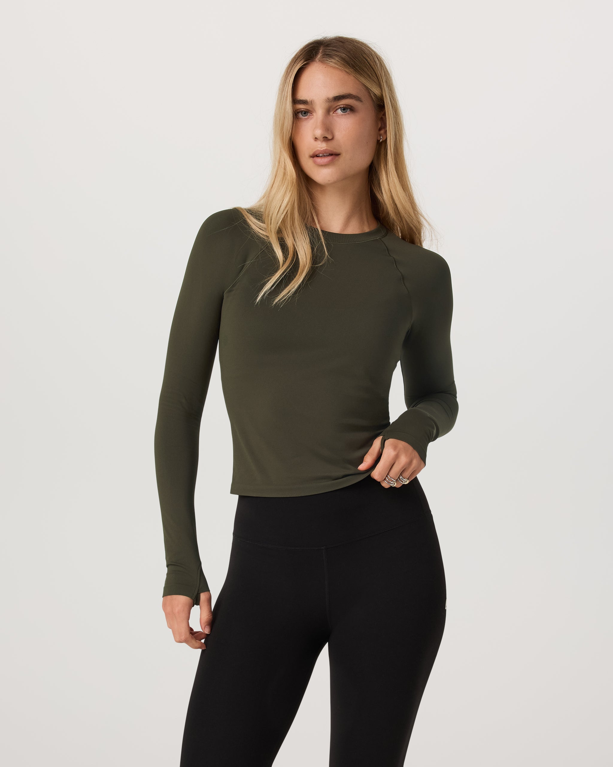 Long Sleeve Seamless Surge Tee | Olive - Image 5