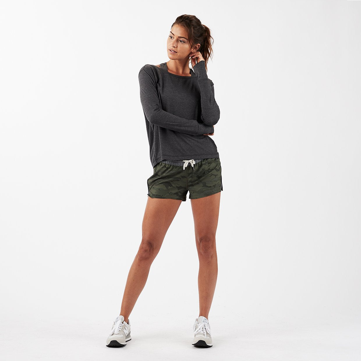 Lux Performance Long Sleeve Tee | Charcoal Heather - Image 2
