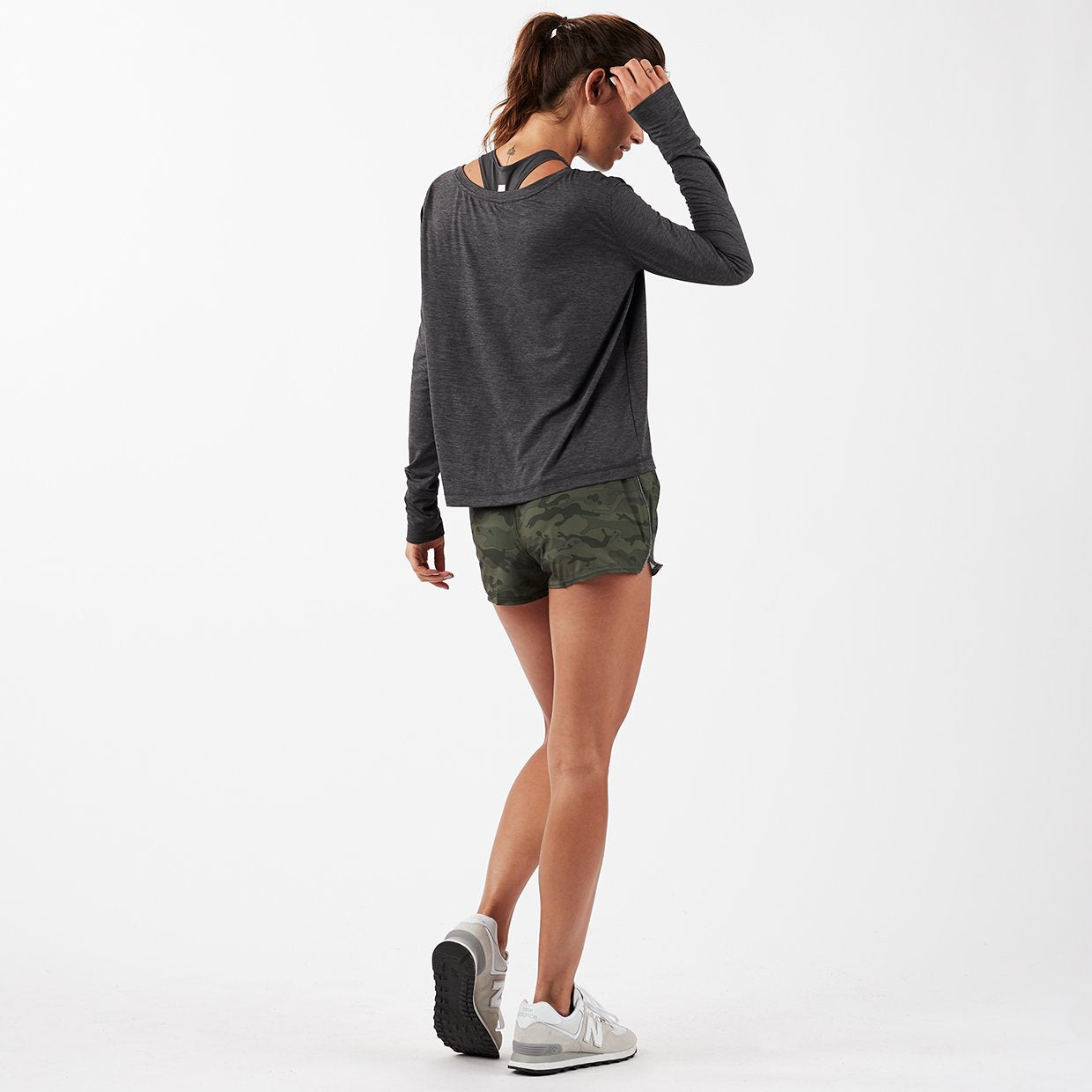 Lux Performance Long Sleeve Tee | Charcoal Heather - Image 3