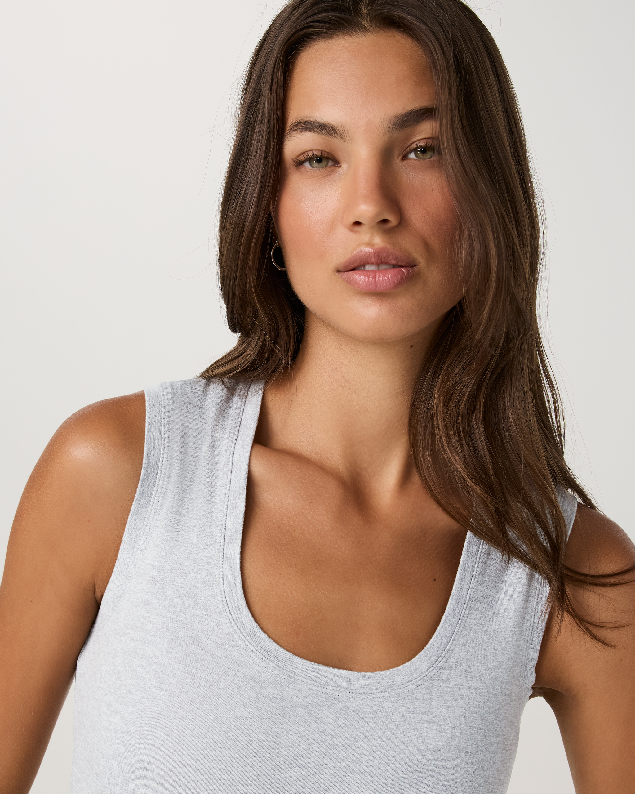 Halo Essential Scoop Tank Long | Pale Grey Heather - Image 2