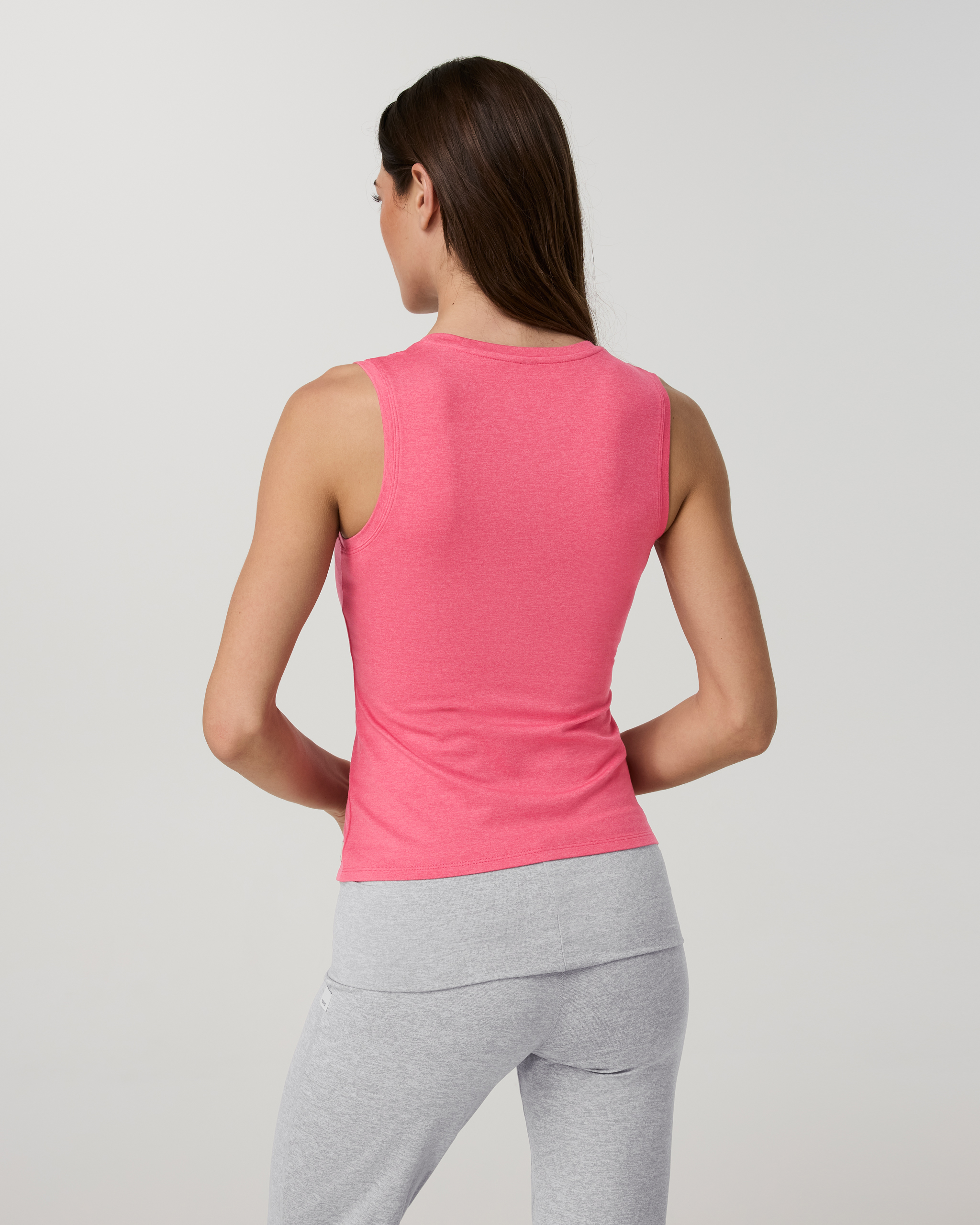 Halo Essential Scoop Tank Long | Sunset Pink Heather - Image 3
